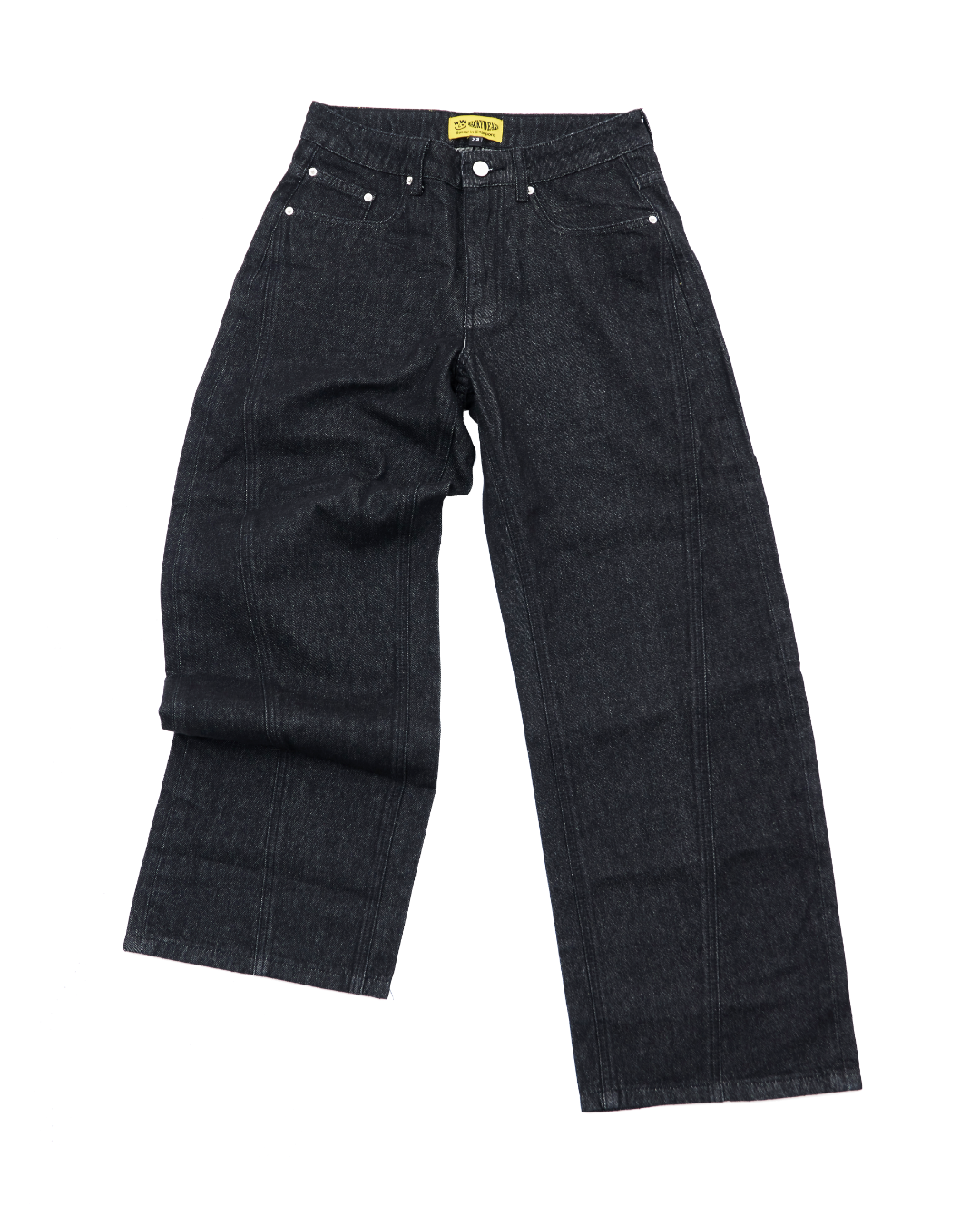 Mid Rise Barrel Denim Jeans (Black)