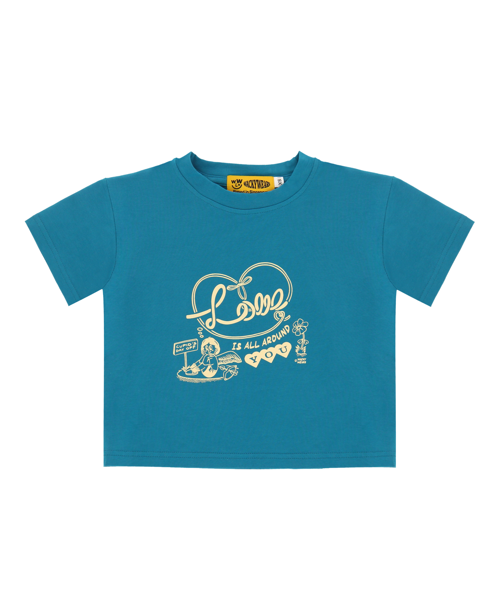 Love Is All Around You Baby Tee (Turq Blue)