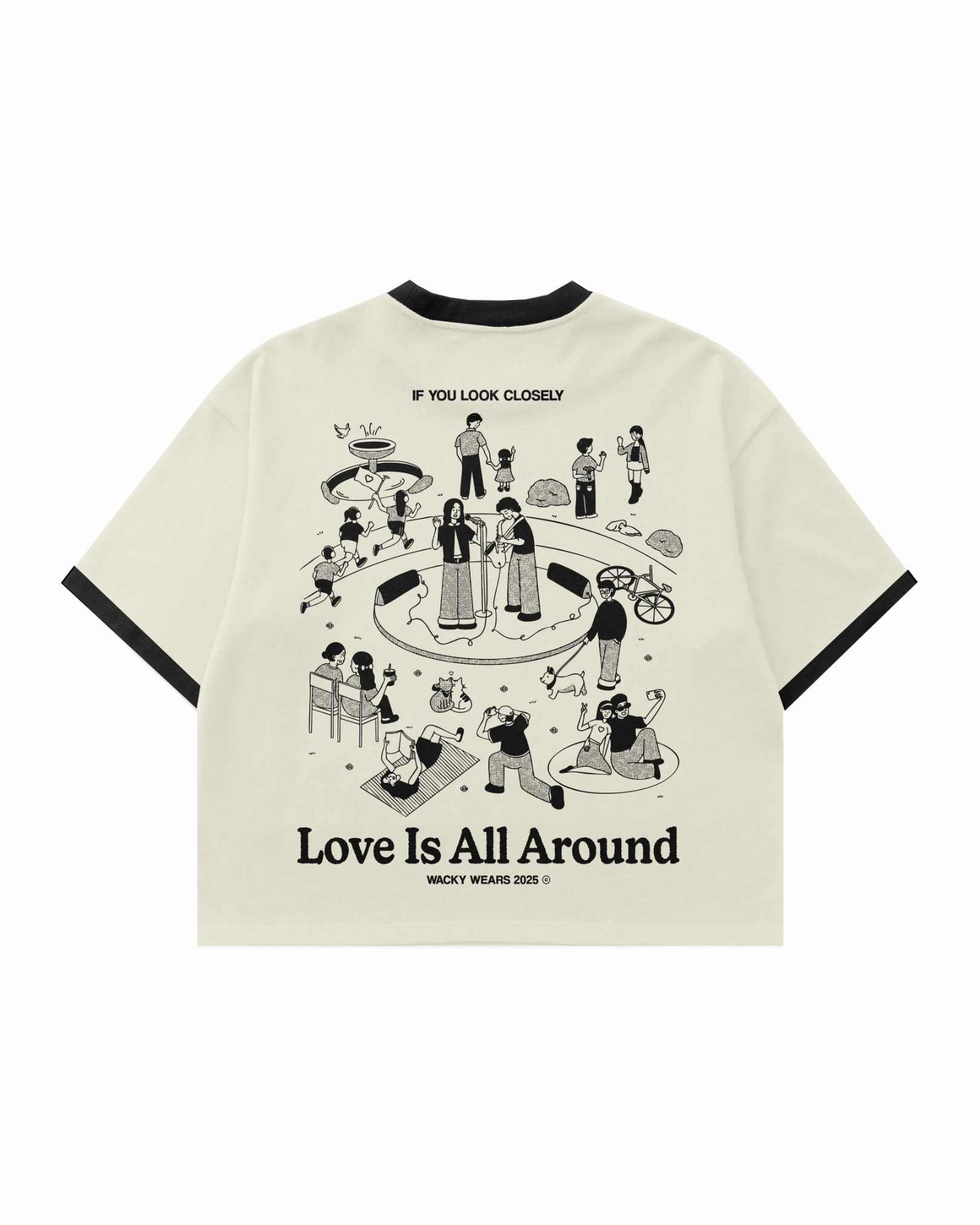 Love Is All Around (Ringer Tee) - Ivory – Wacky Wears