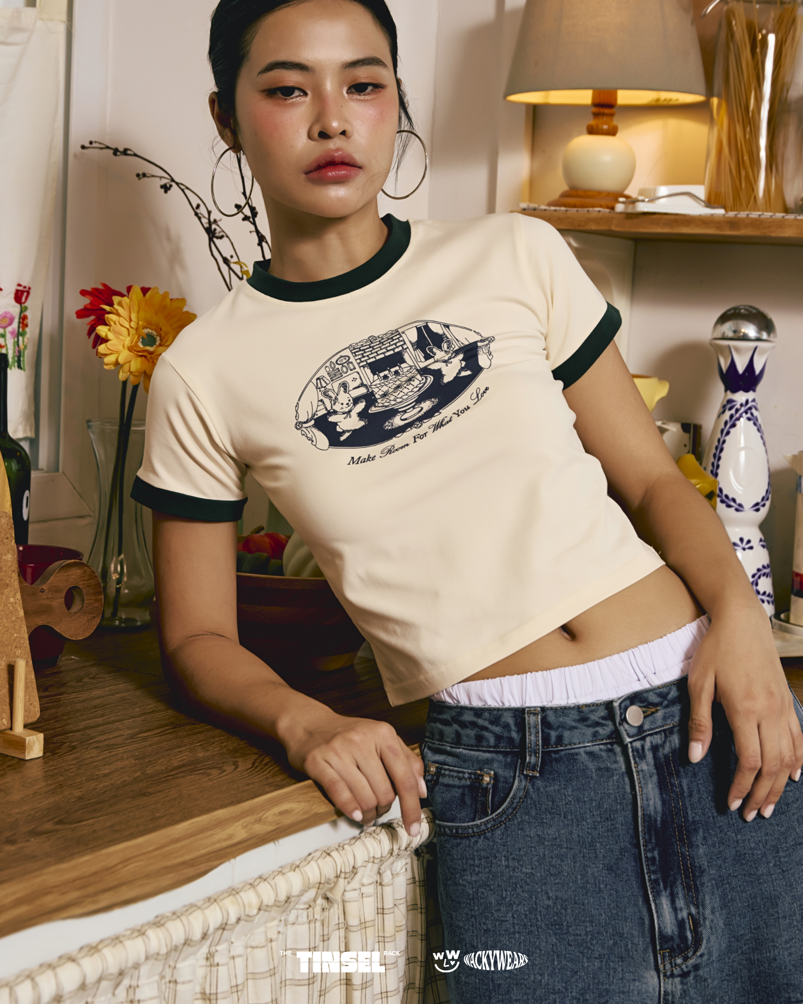 Room For More Ringer Baby Tee – Cream