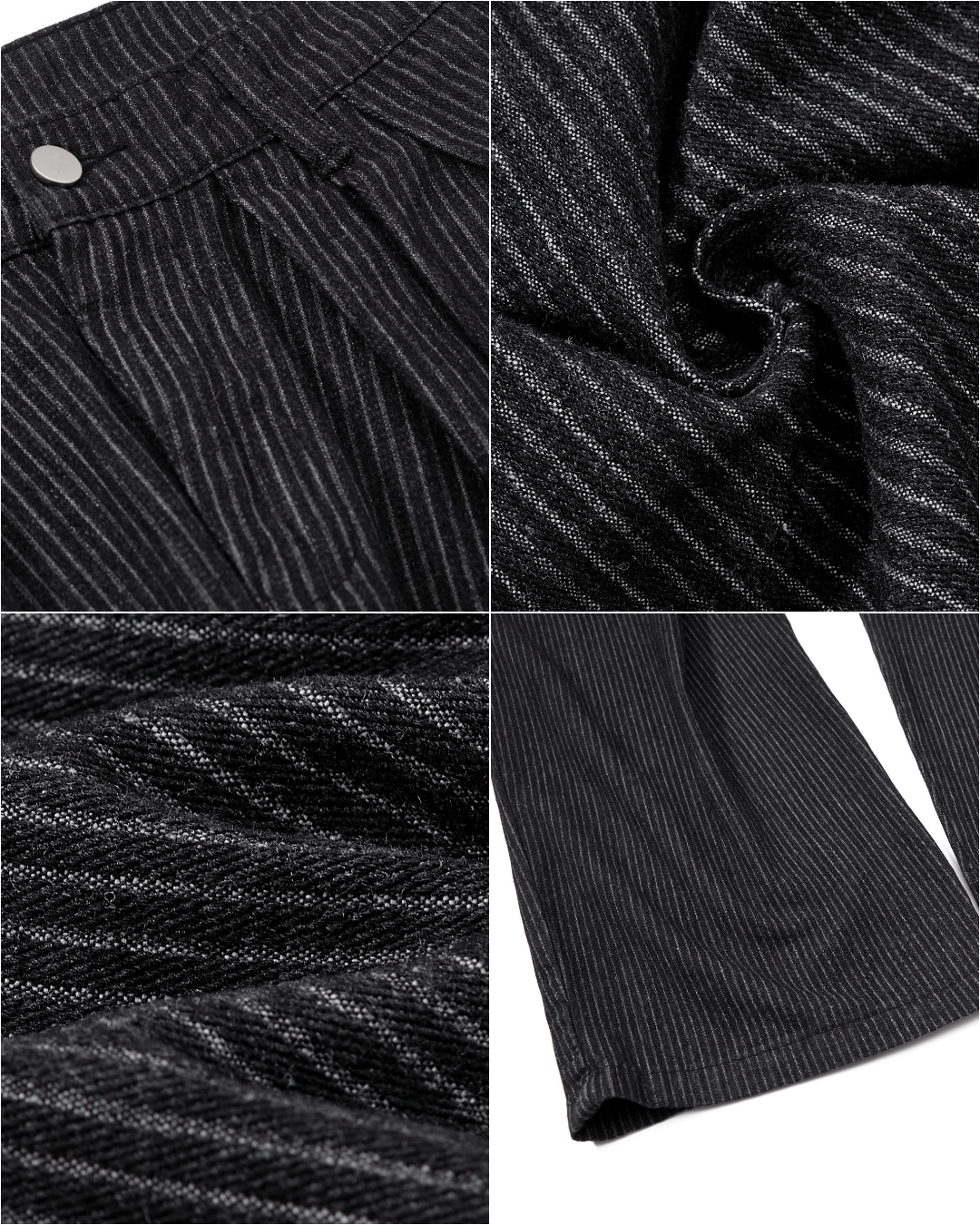*BACKORDER* Pinstripe Pleated Baggy Jeans (Black)