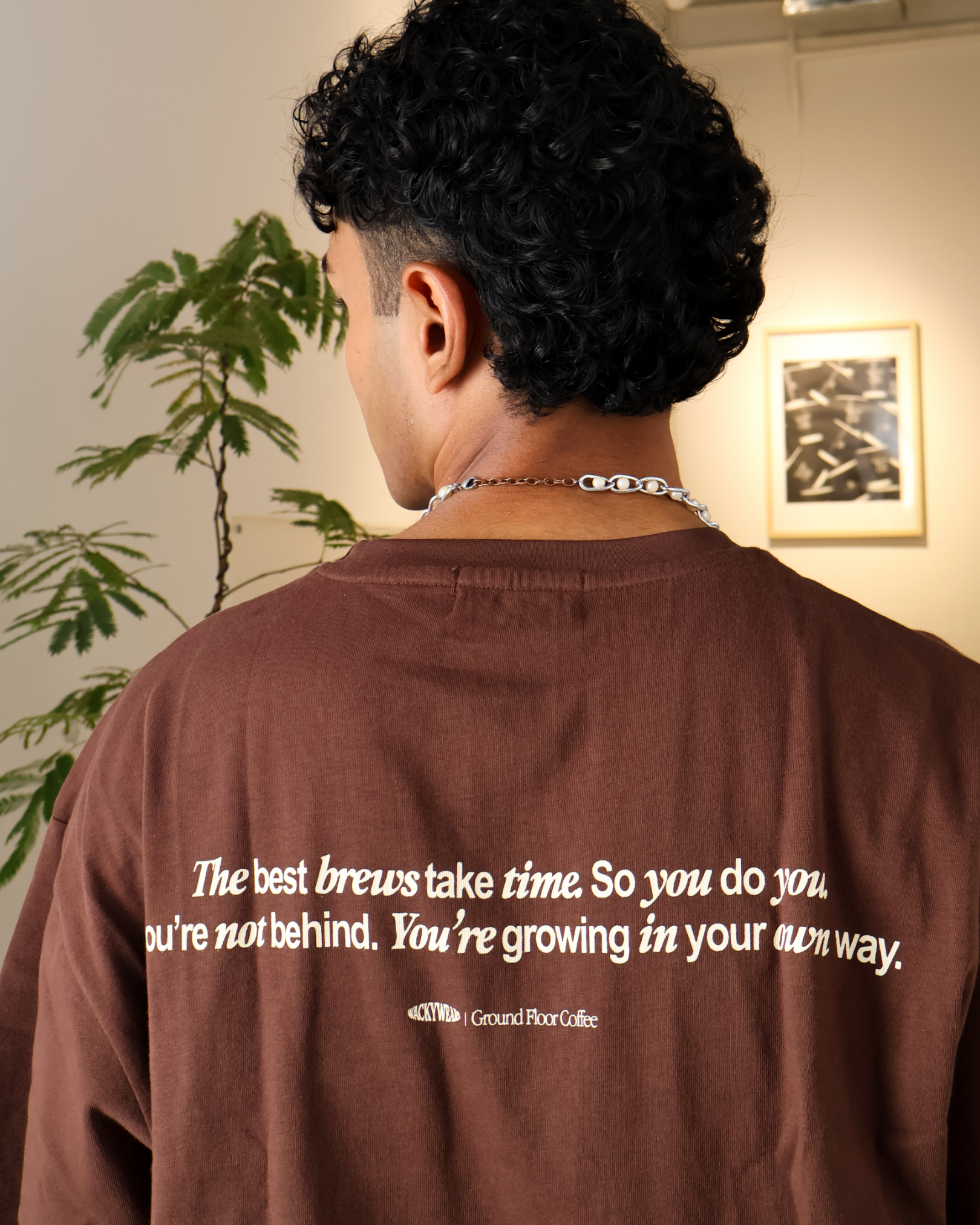 Life Happens, Coffee Helps Oversized Tee (Brown)