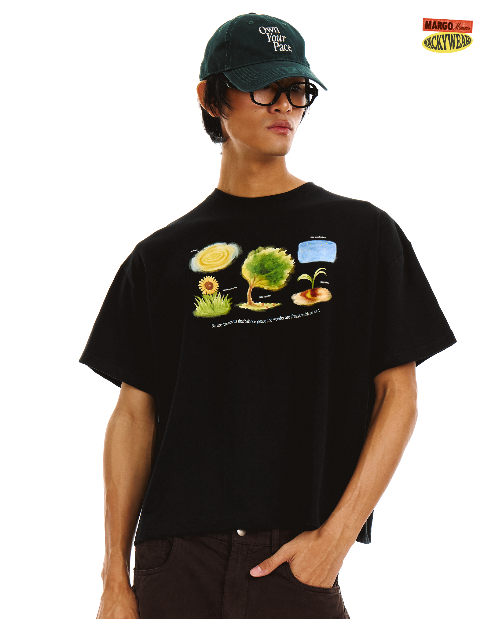 Nature's Wonders Boxy Crop Tee (Black)