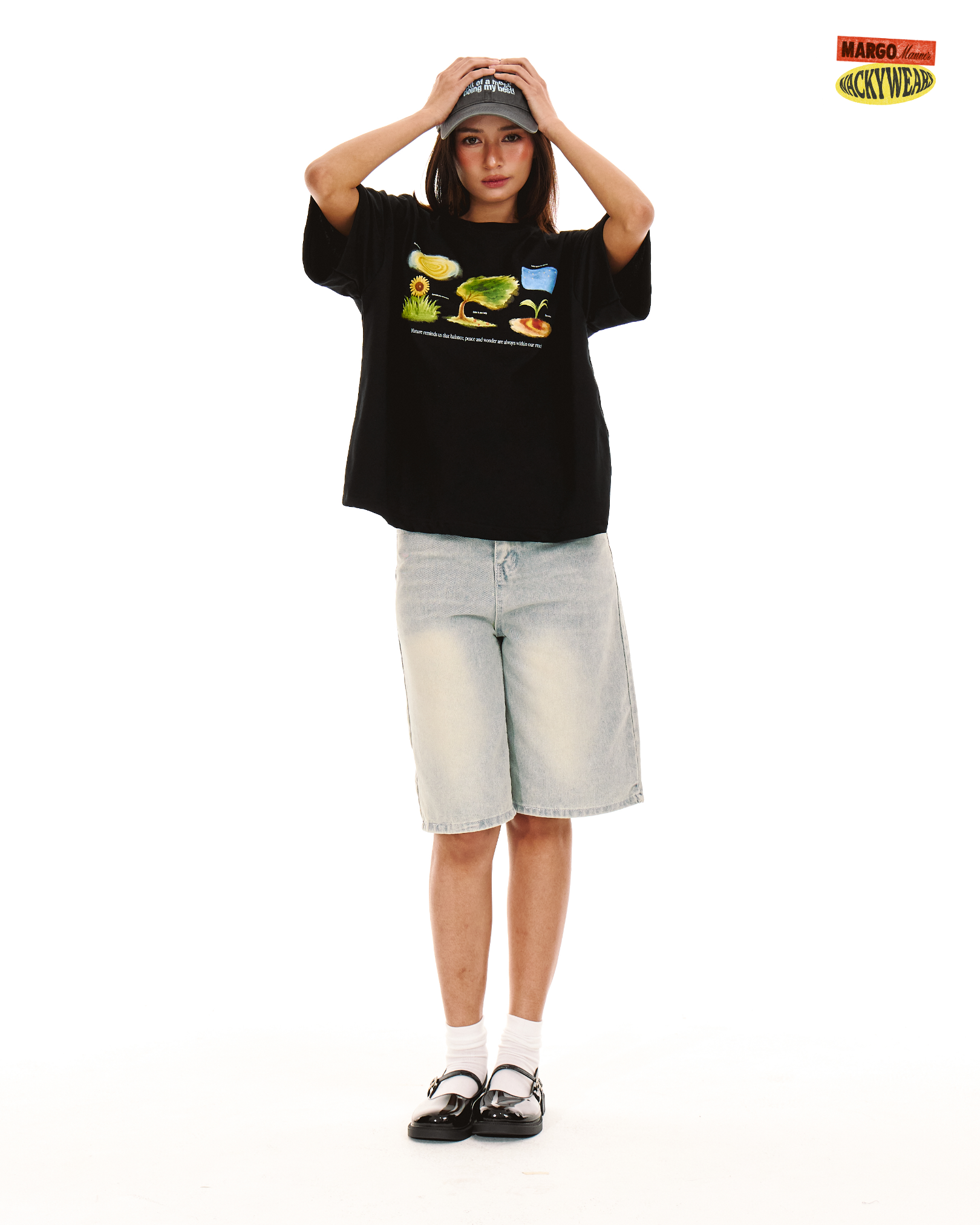 Nature's Wonders Boxy Crop Tee (Black)