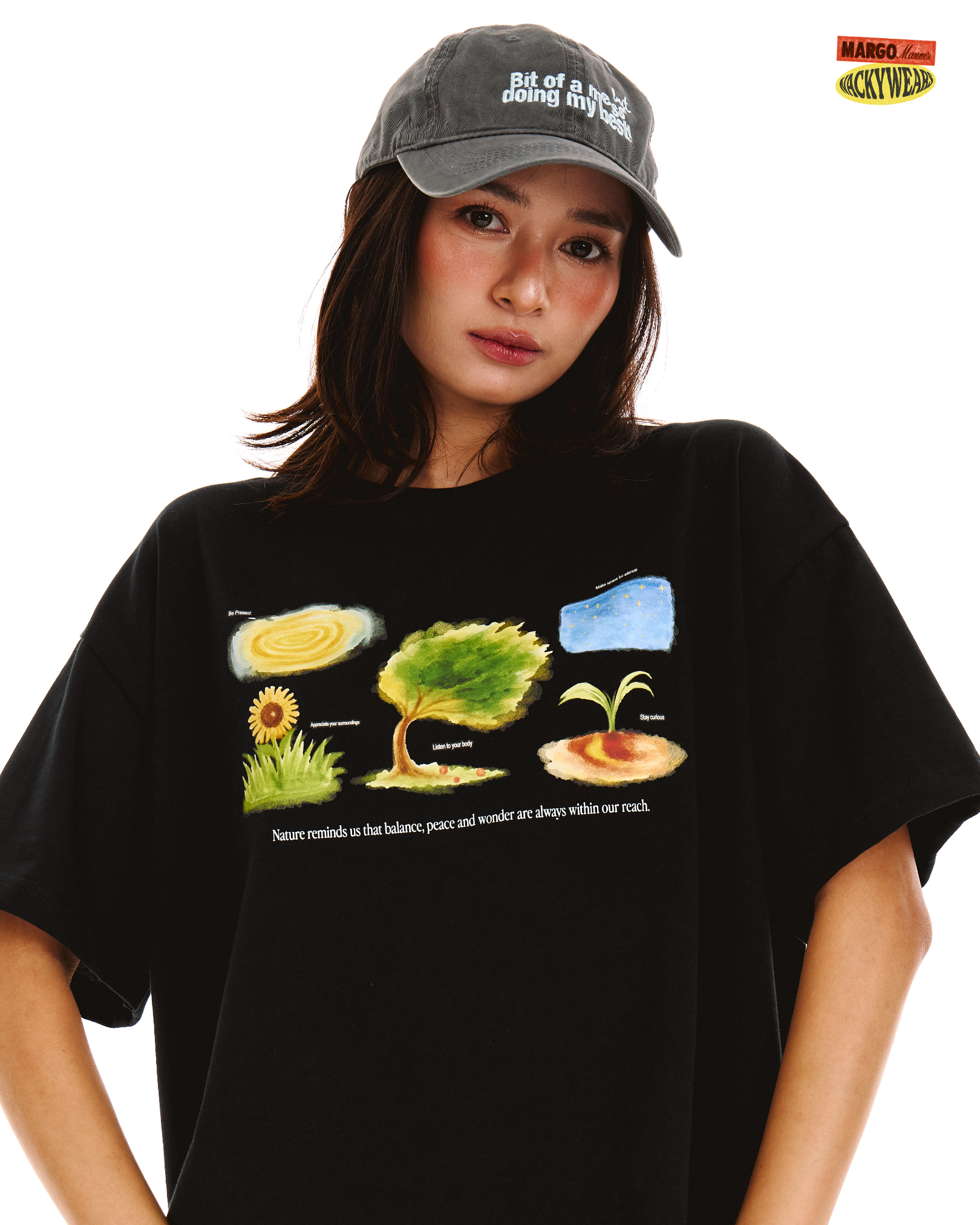 Nature's Wonders Boxy Crop Tee (Black)