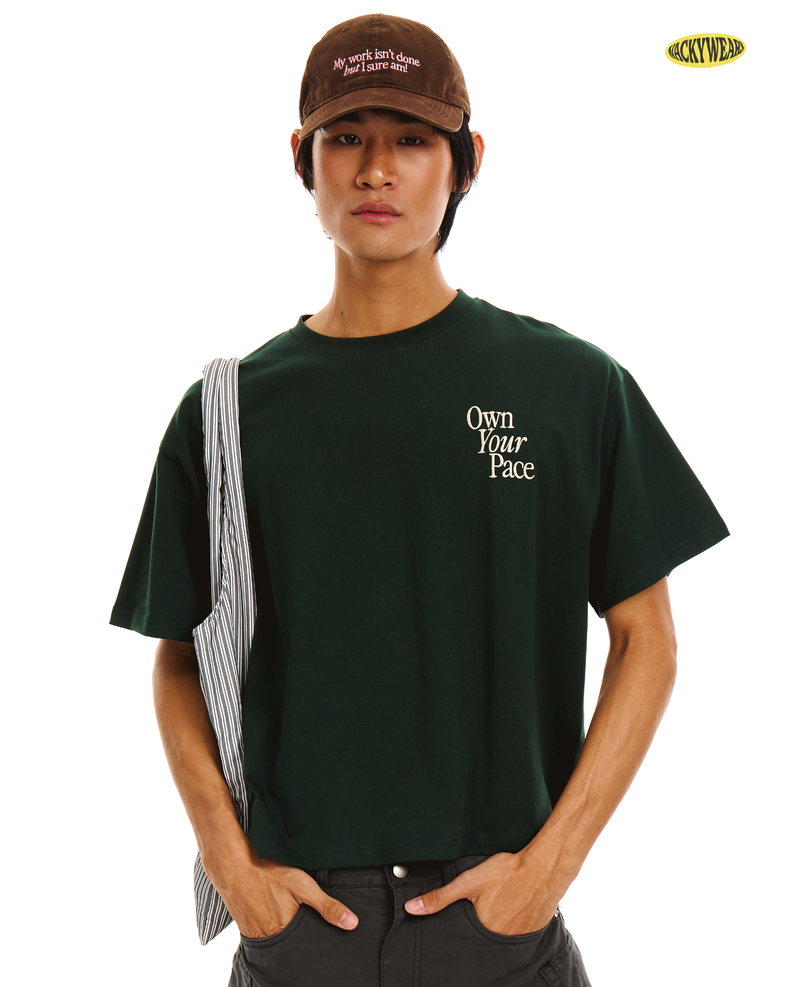 Own Your Pace Boxy Crop Tee (Forest Green)