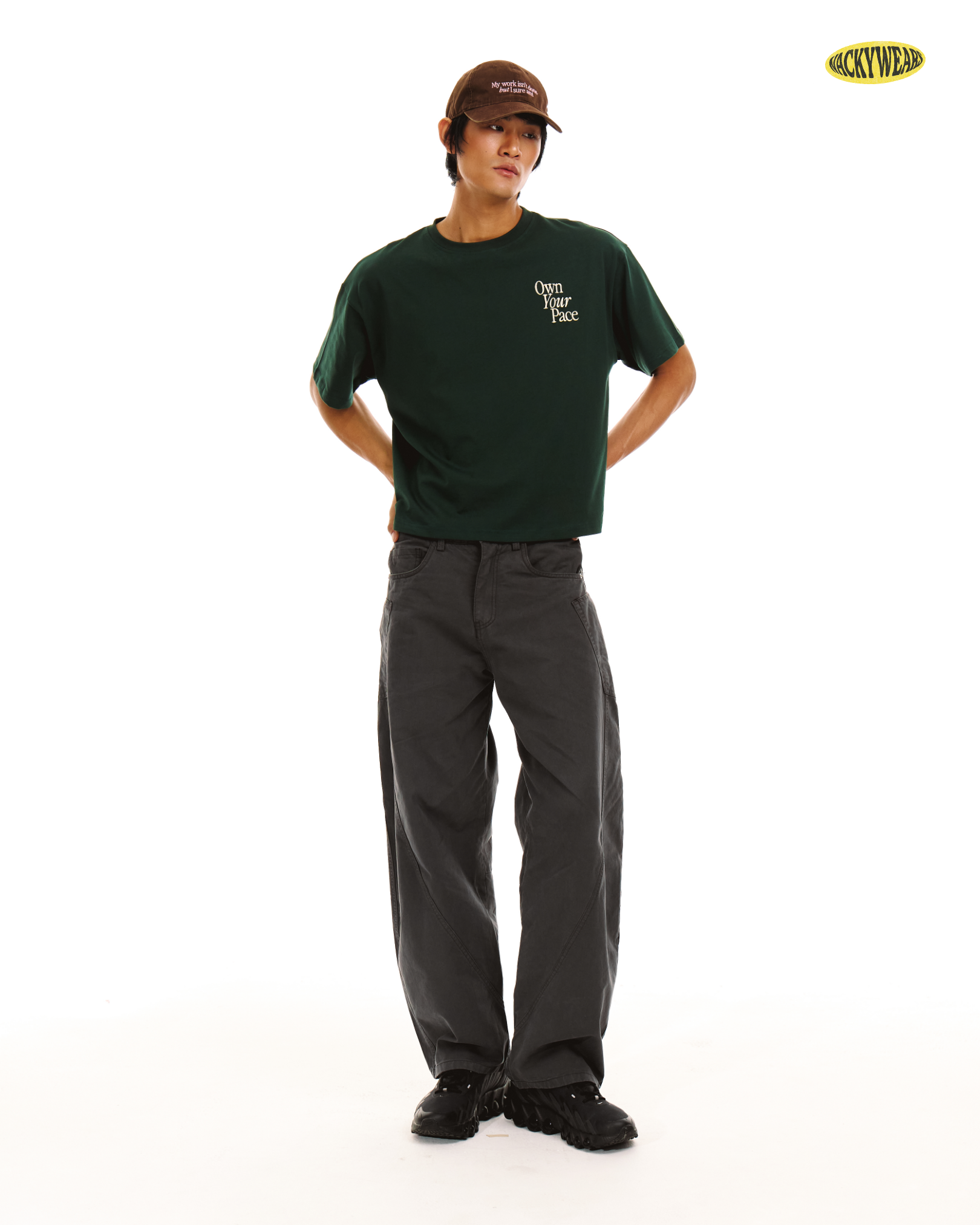 Own Your Pace Boxy Crop Tee (Forest Green)