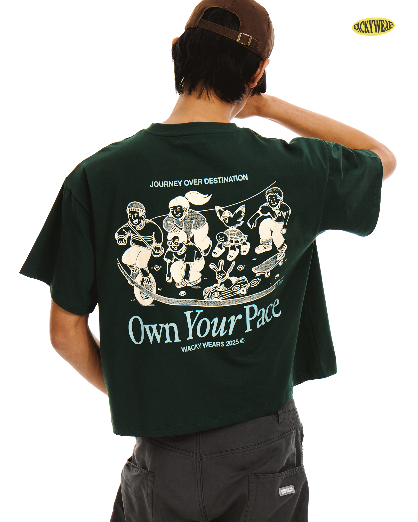 Own Your Pace Boxy Crop Tee (Forest Green)