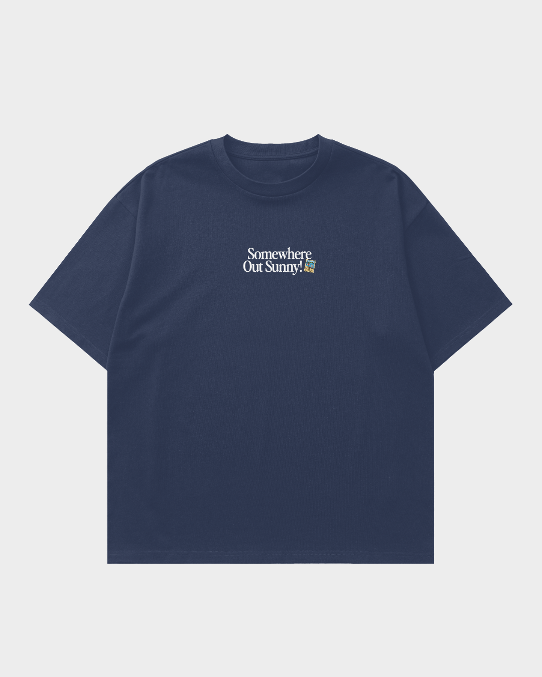 Somewhere Out Sunny! Oversized Tee - Steel Blue