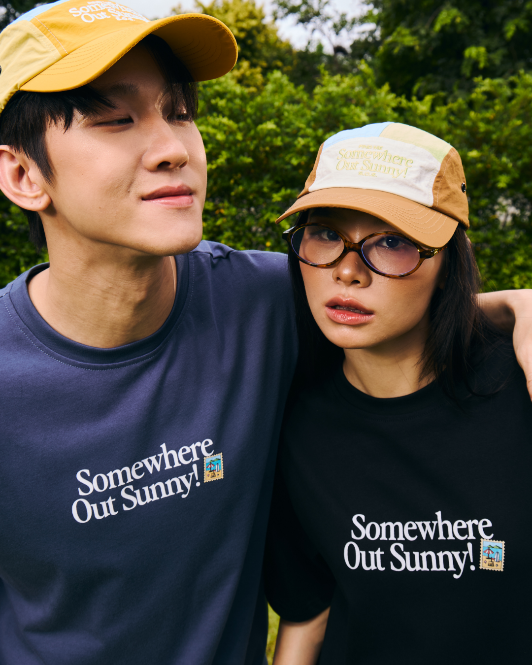 Somewhere Out Sunny! Oversized Tee - Steel Blue