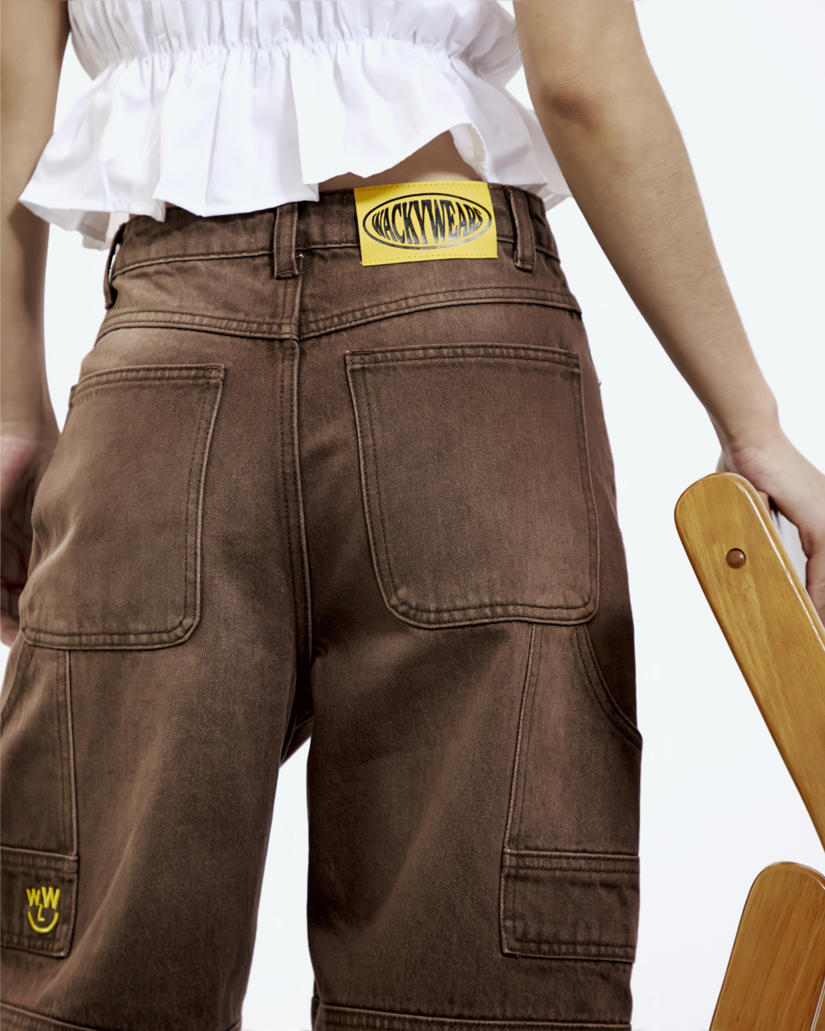 Baggy Panelled Jeans (Brown Wash)