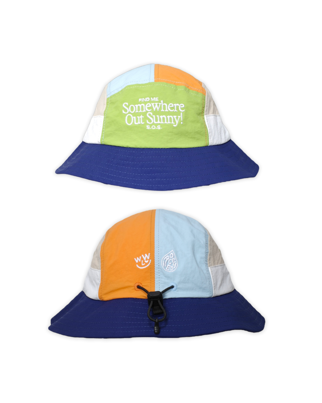 Somewhere Out Sunny! Waterproof 5-Panel Bucket Hat - Navy