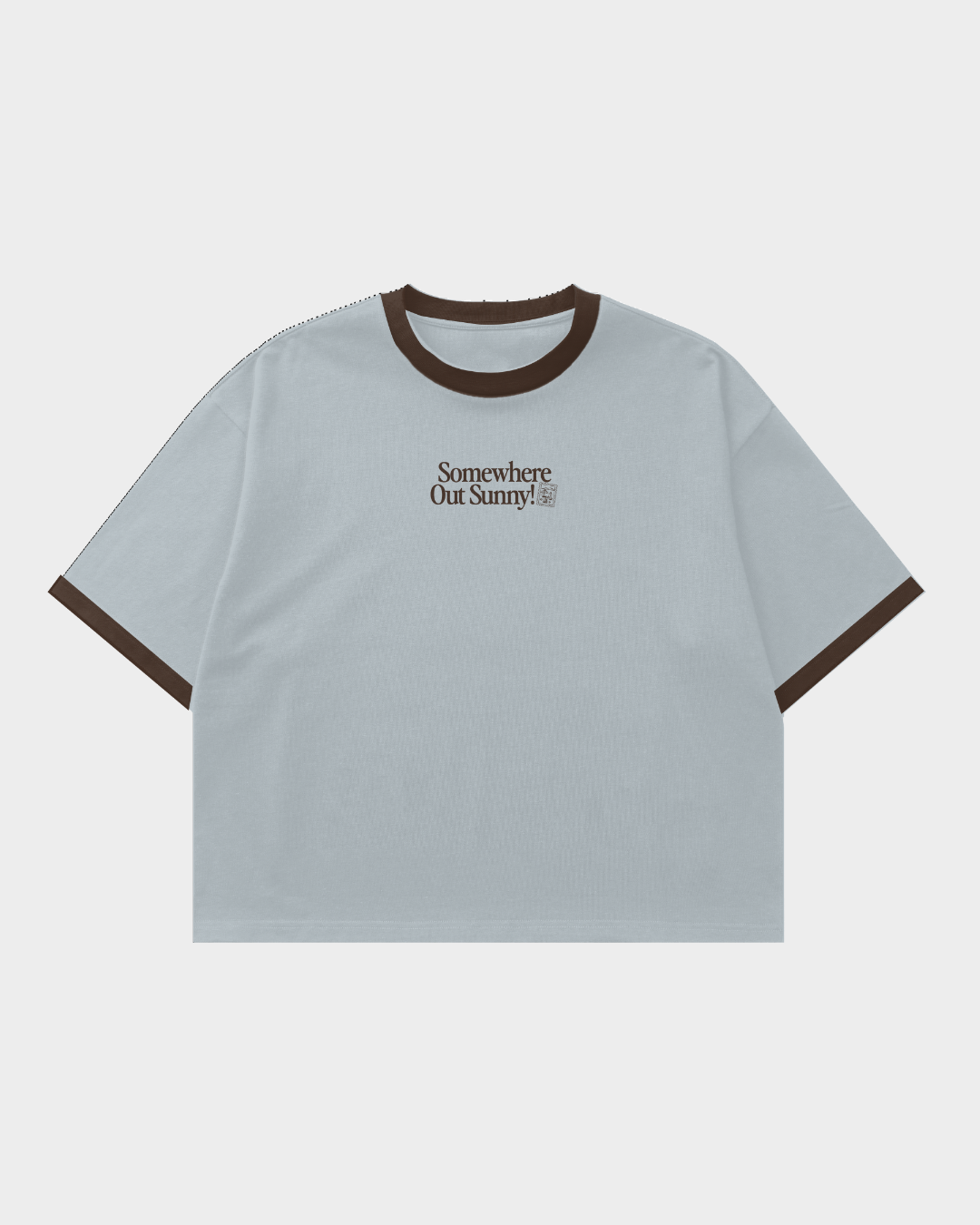 Somewhere Out Sunny! Ringer Boxy Tee - Powder Blue