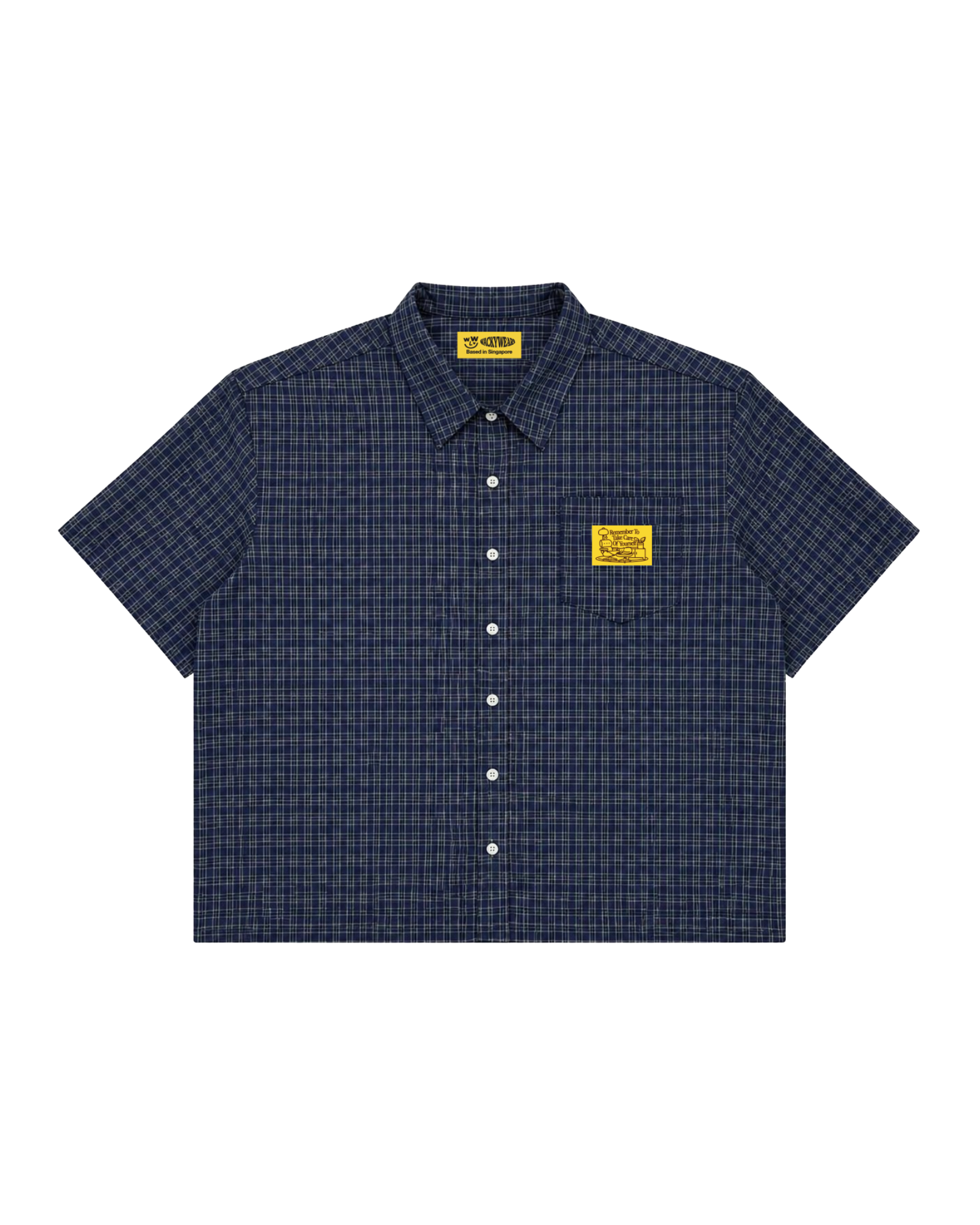 Checked Boxy Pocket Shirt (Navy)