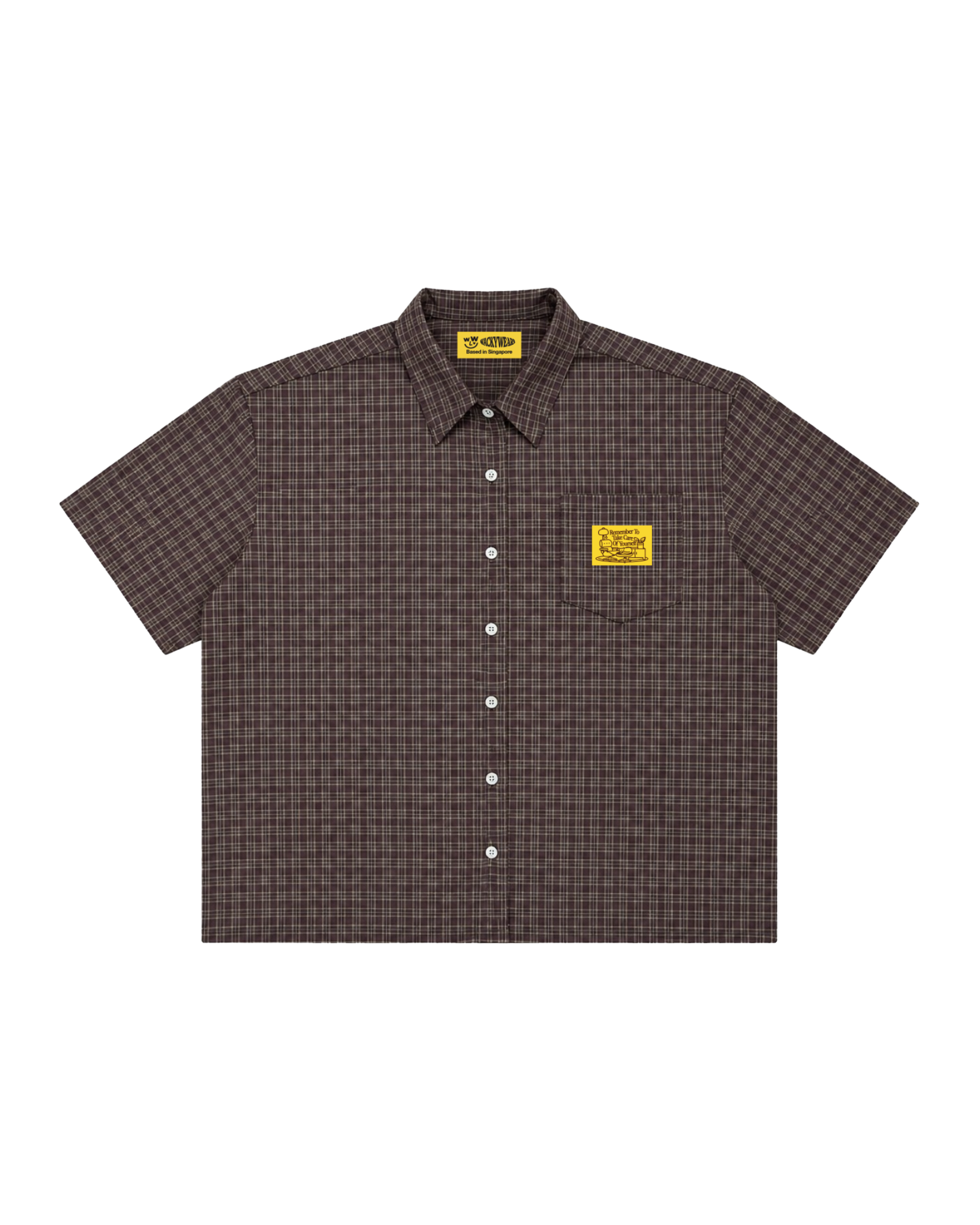 Checked Boxy Pocket Shirt (Brown)