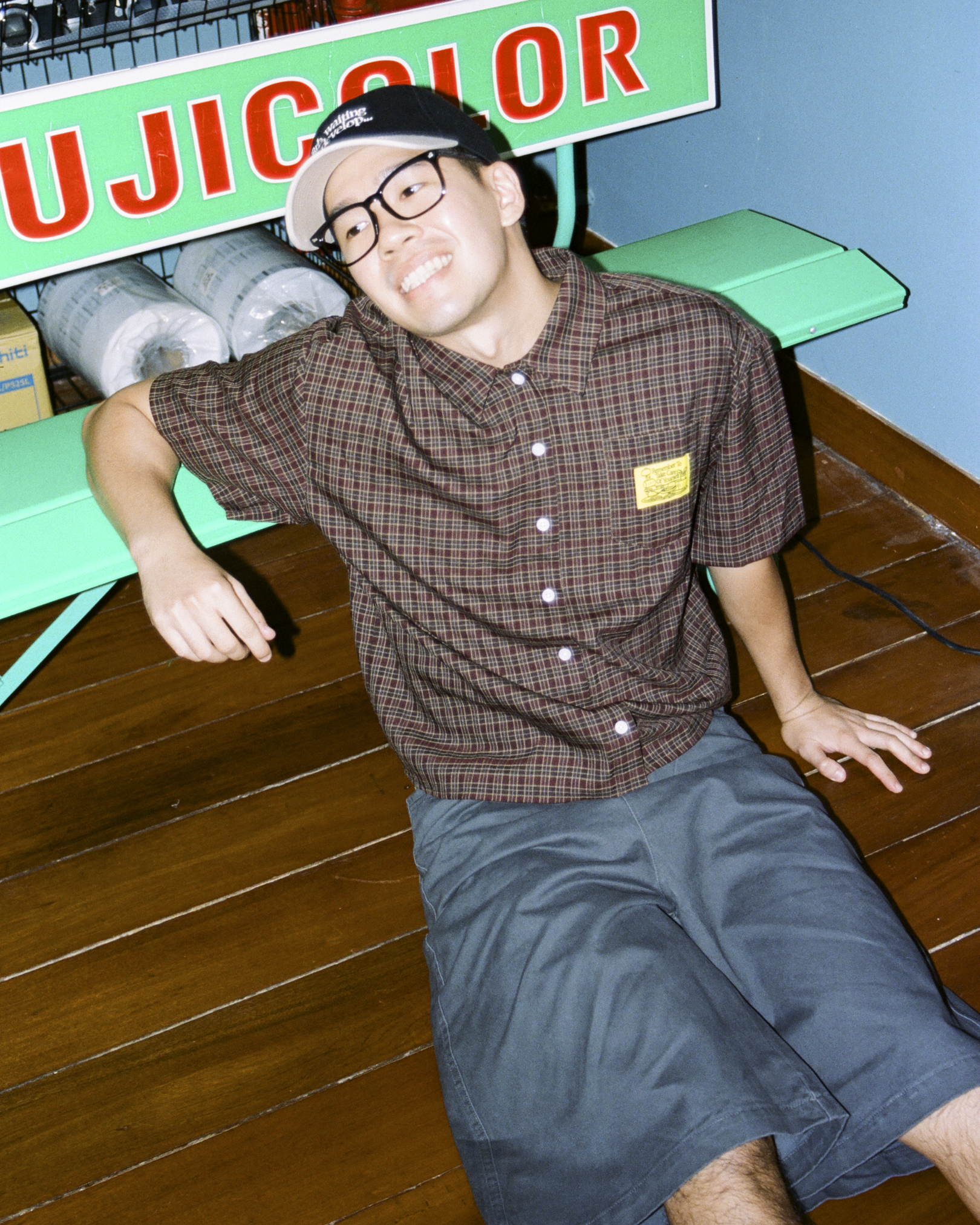 Checked Boxy Pocket Shirt (Brown)