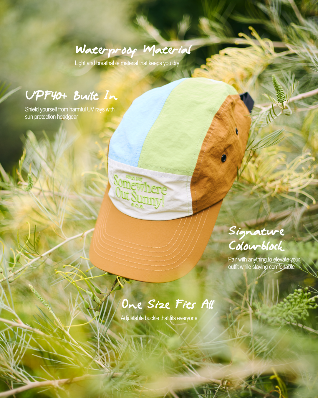 Somewhere Out Sunny! Waterproof 5-Panel Cap - Kiwi