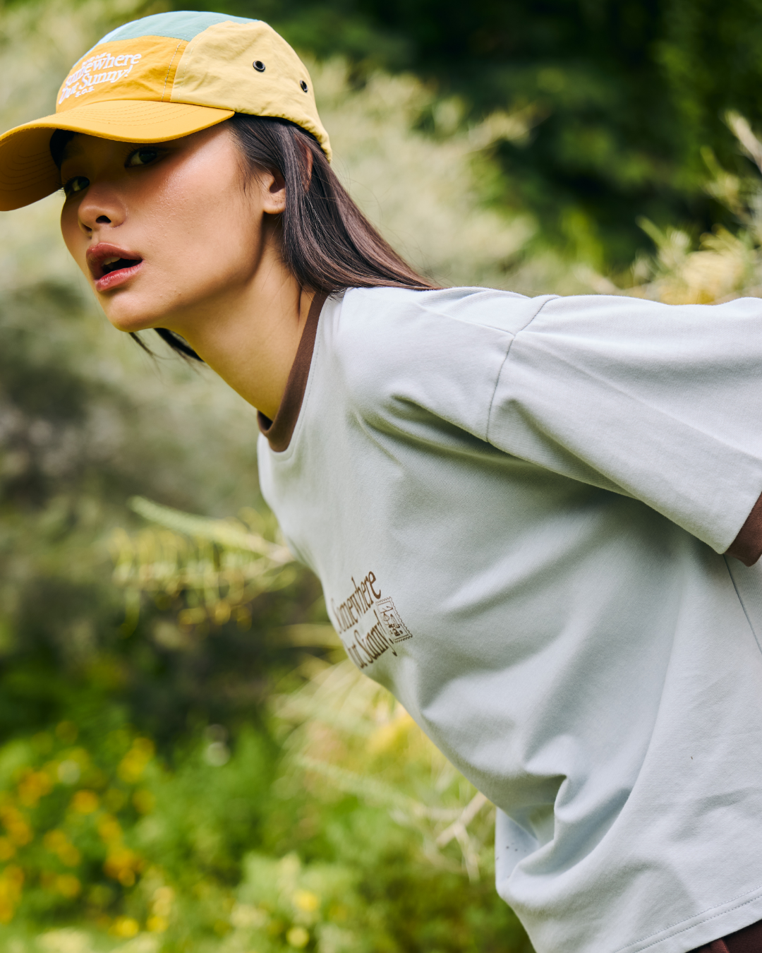 Somewhere Out Sunny! Waterproof 5-Panel Cap - Lemon