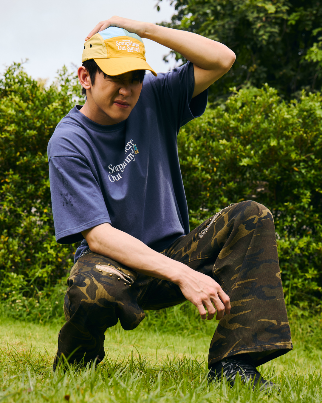 Somewhere Out Sunny! Waterproof 5-Panel Cap - Lemon