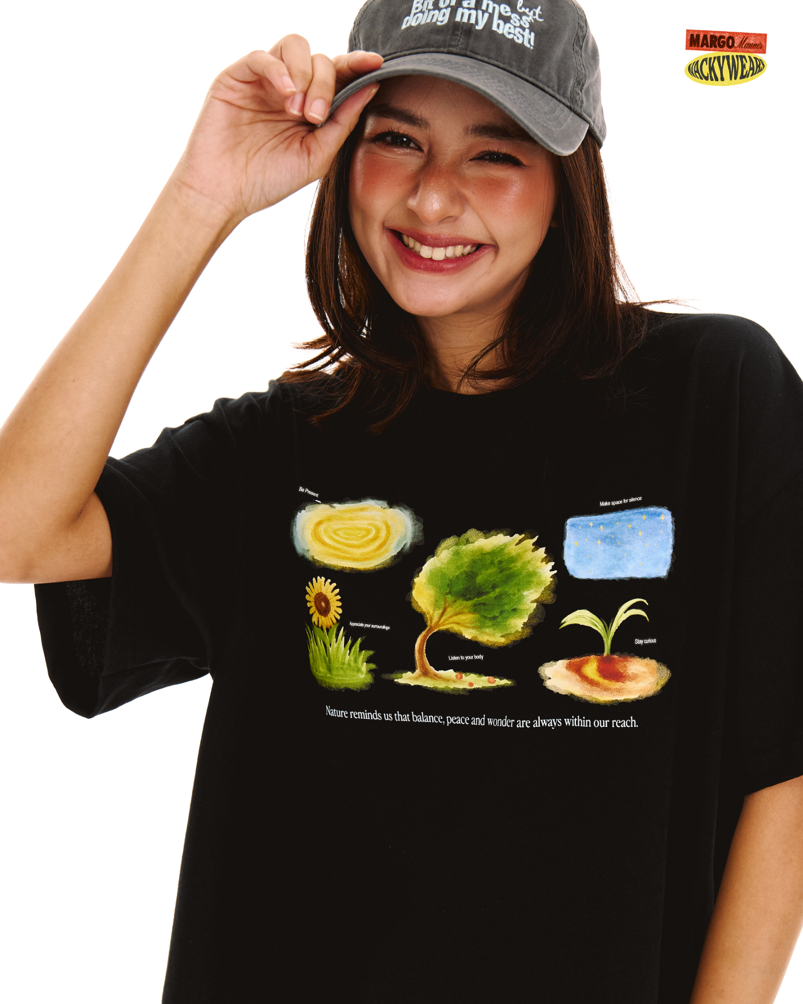 Nature's Wonders Boxy Crop Tee (Black)