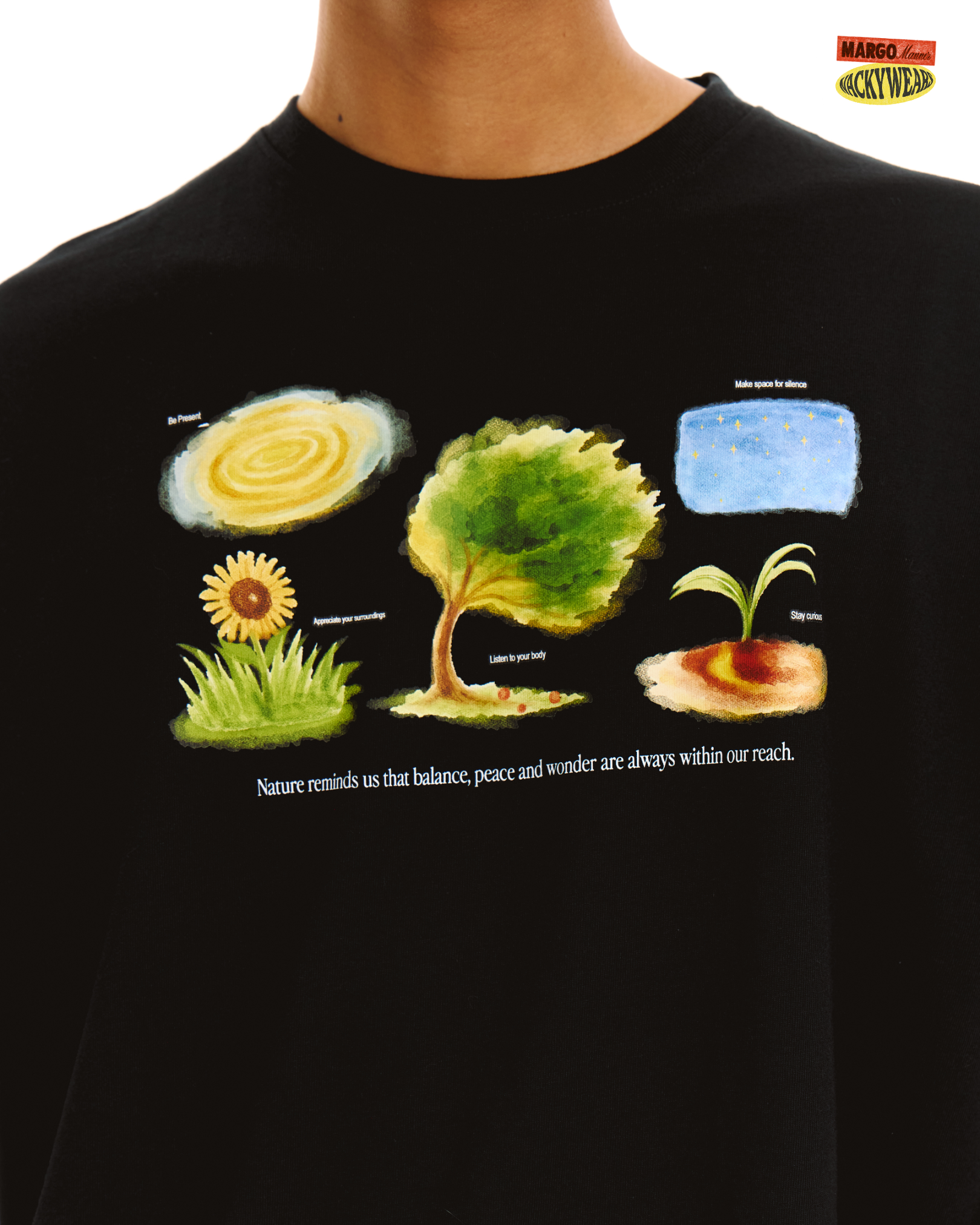 Nature's Wonders Boxy Crop Tee (Black)