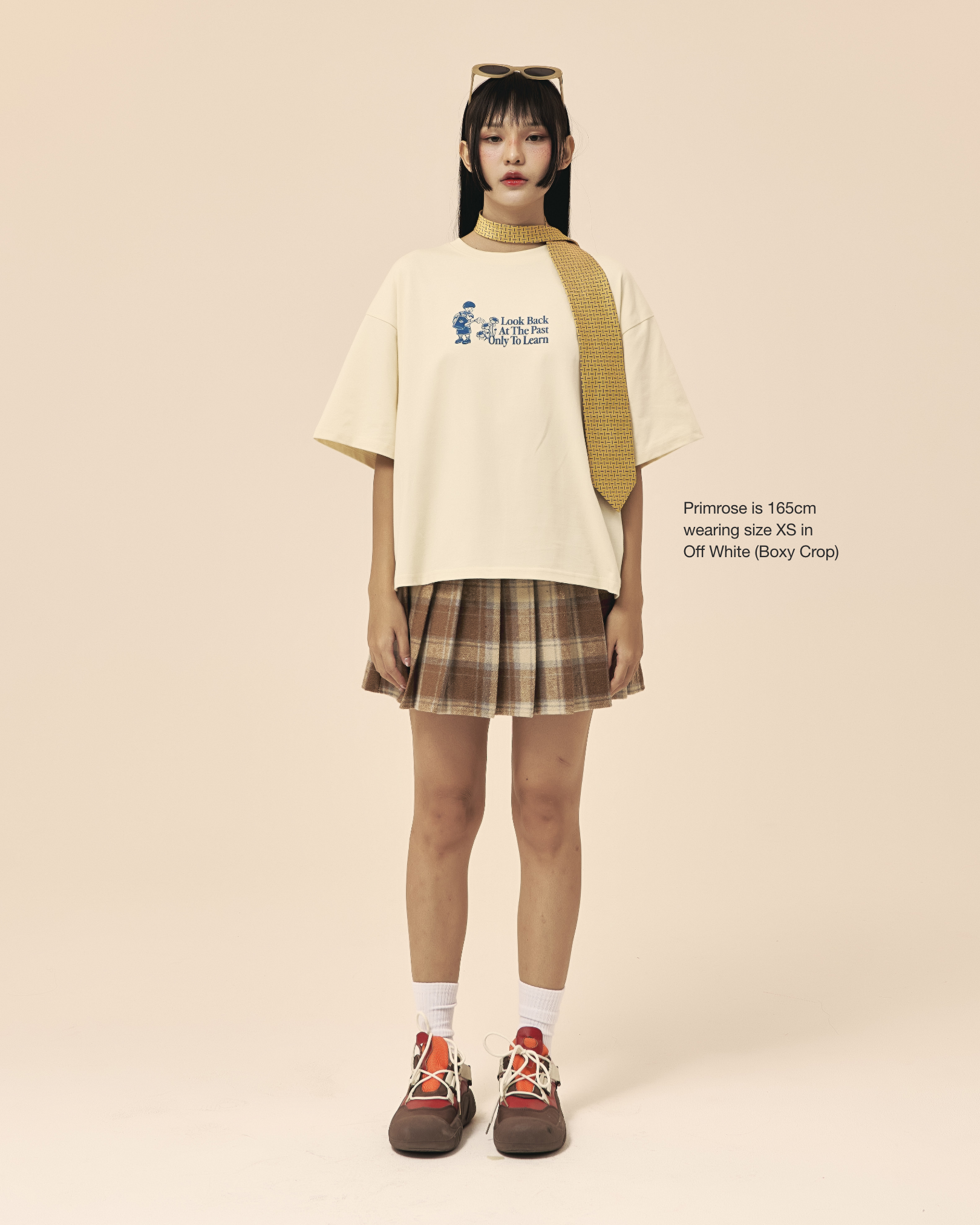 Look Back To Learn Boxy Crop Tee - Off White