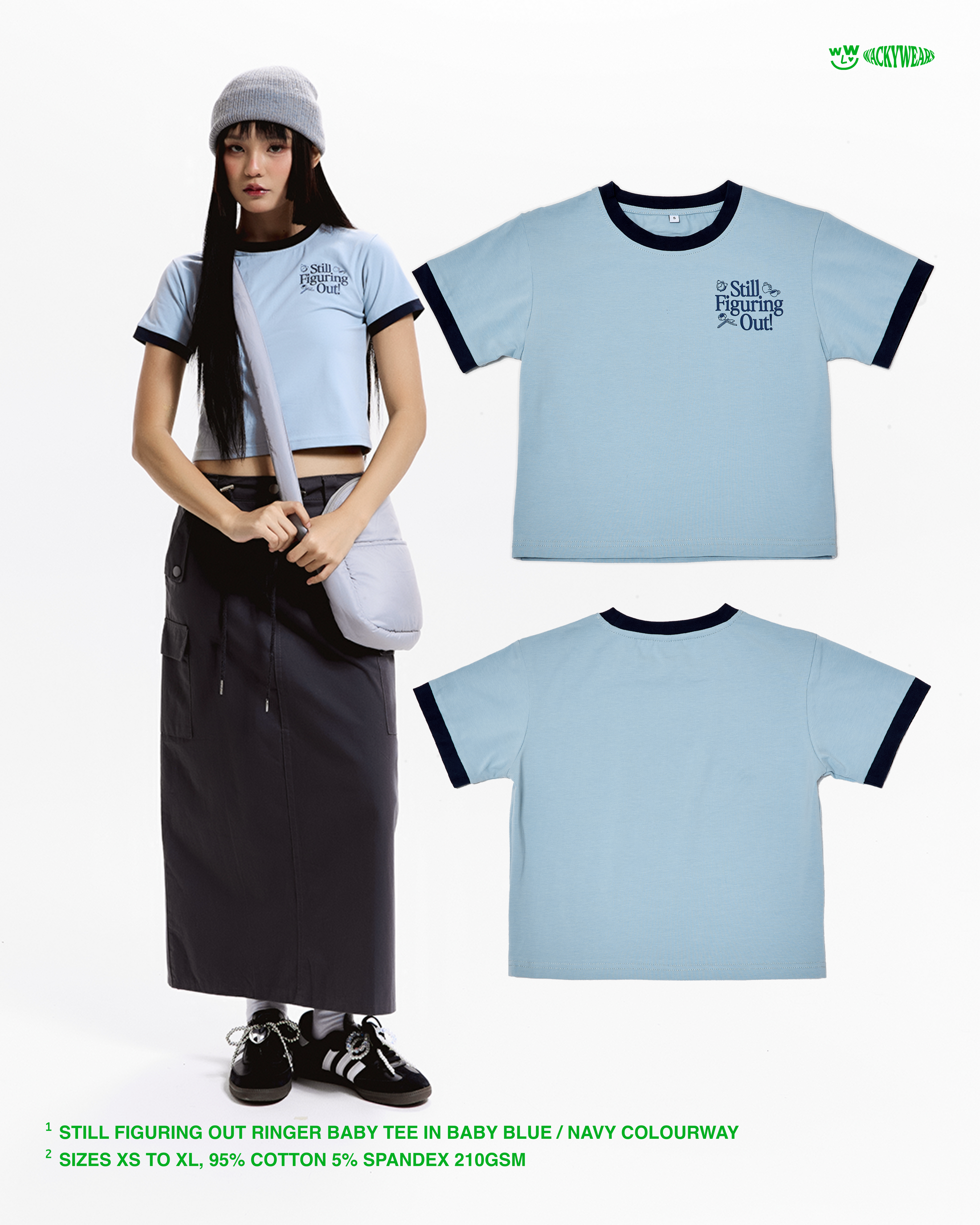 Still Figuring Out Ringer Baby Tee (Baby Blue)