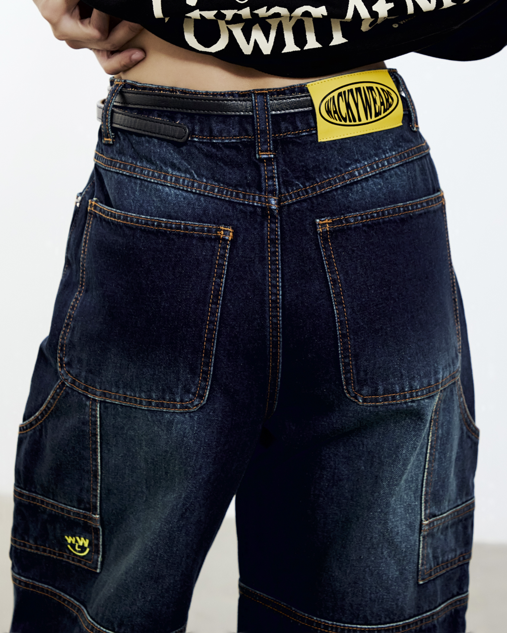 Baggy Panelled Jeans (Dark Denim)