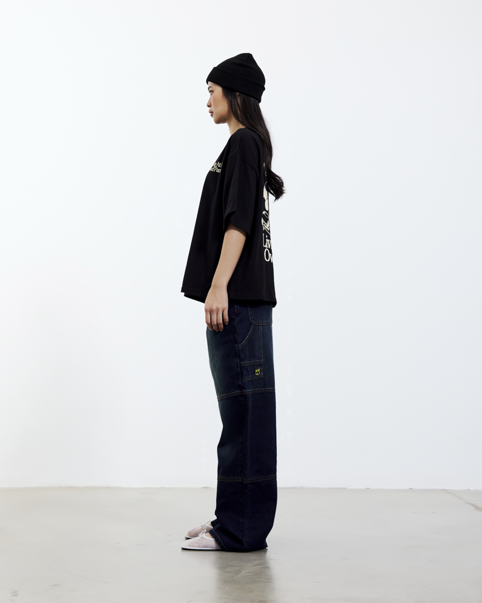 Baggy Panelled Jeans (Dark Denim)