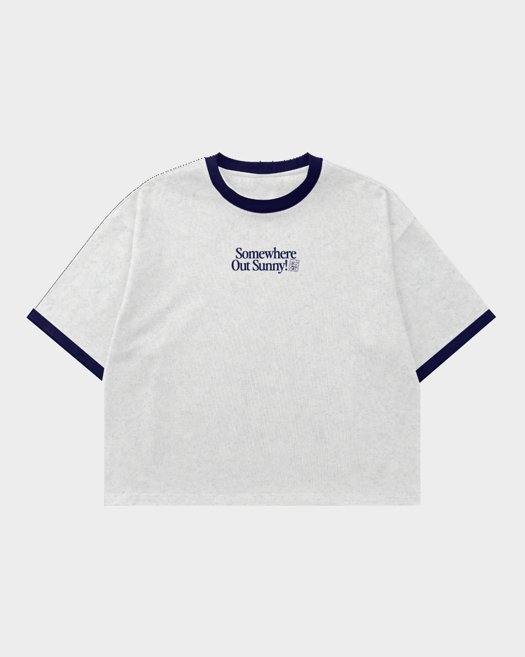 Somewhere Out Sunny! Ringer Boxy Tee - Heather Grey