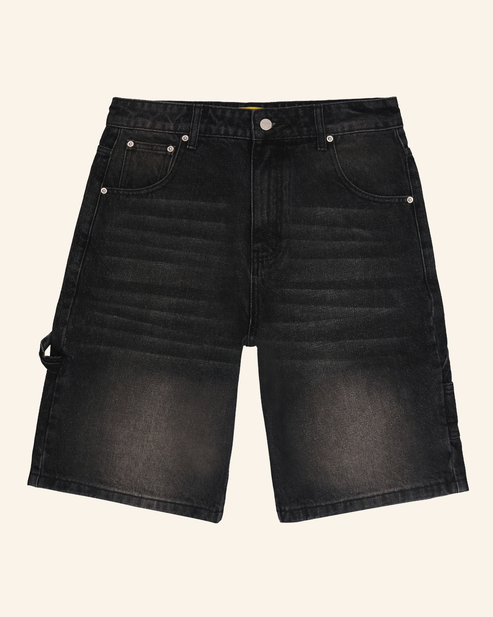 Cargo Baggy Denim Jorts - Faded Black