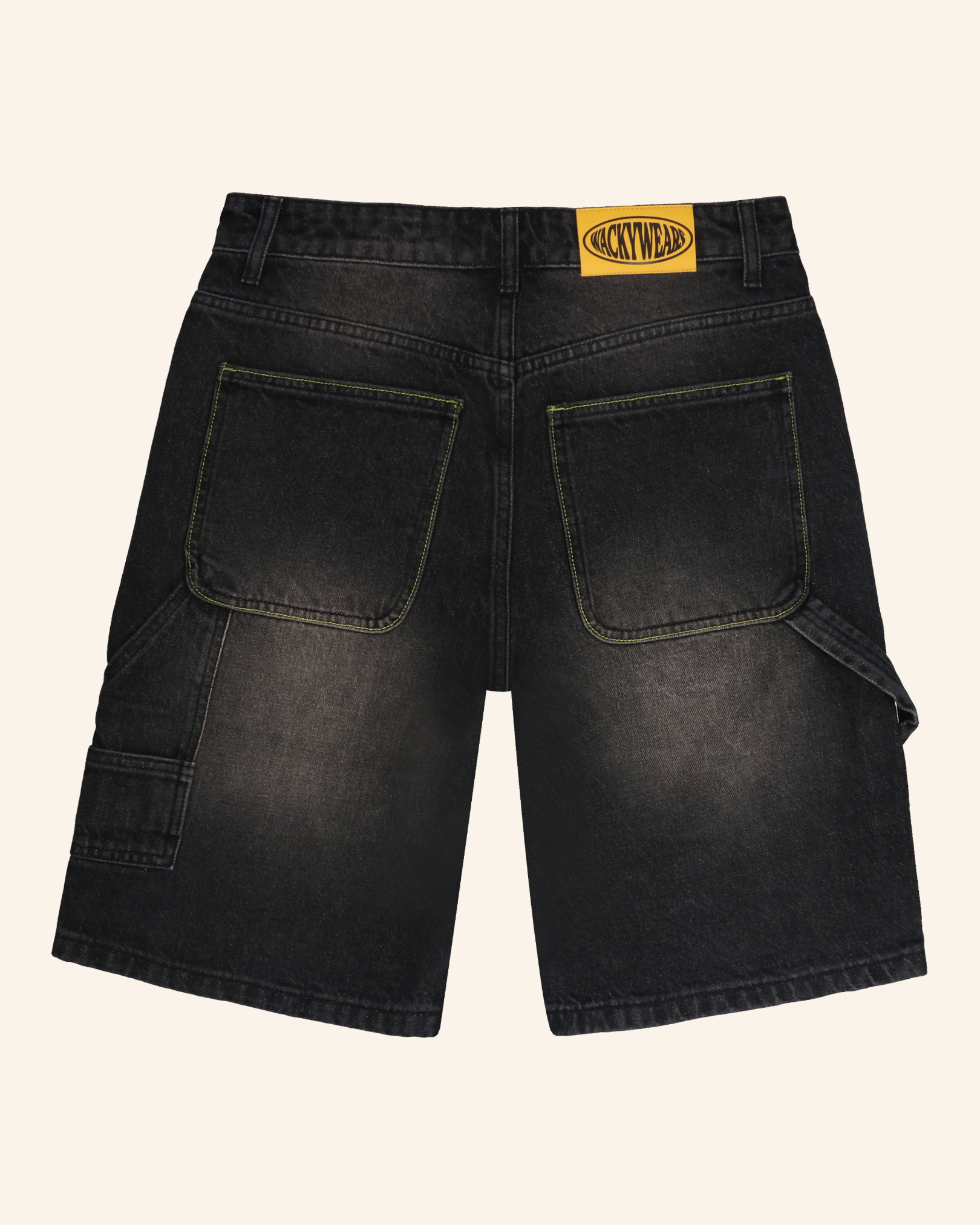 Cargo Baggy Denim Jorts - Faded Black