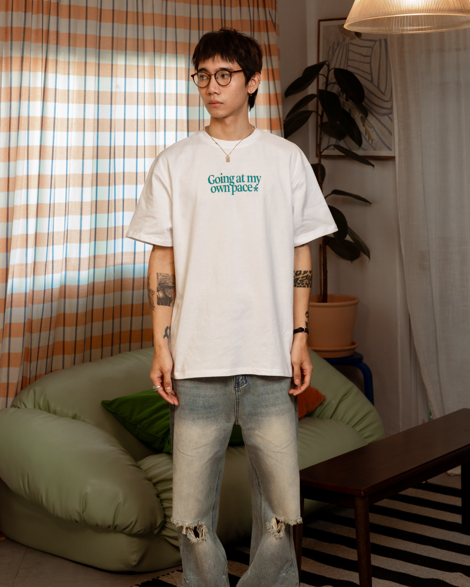 My Own Pace Oversized Tee (White)