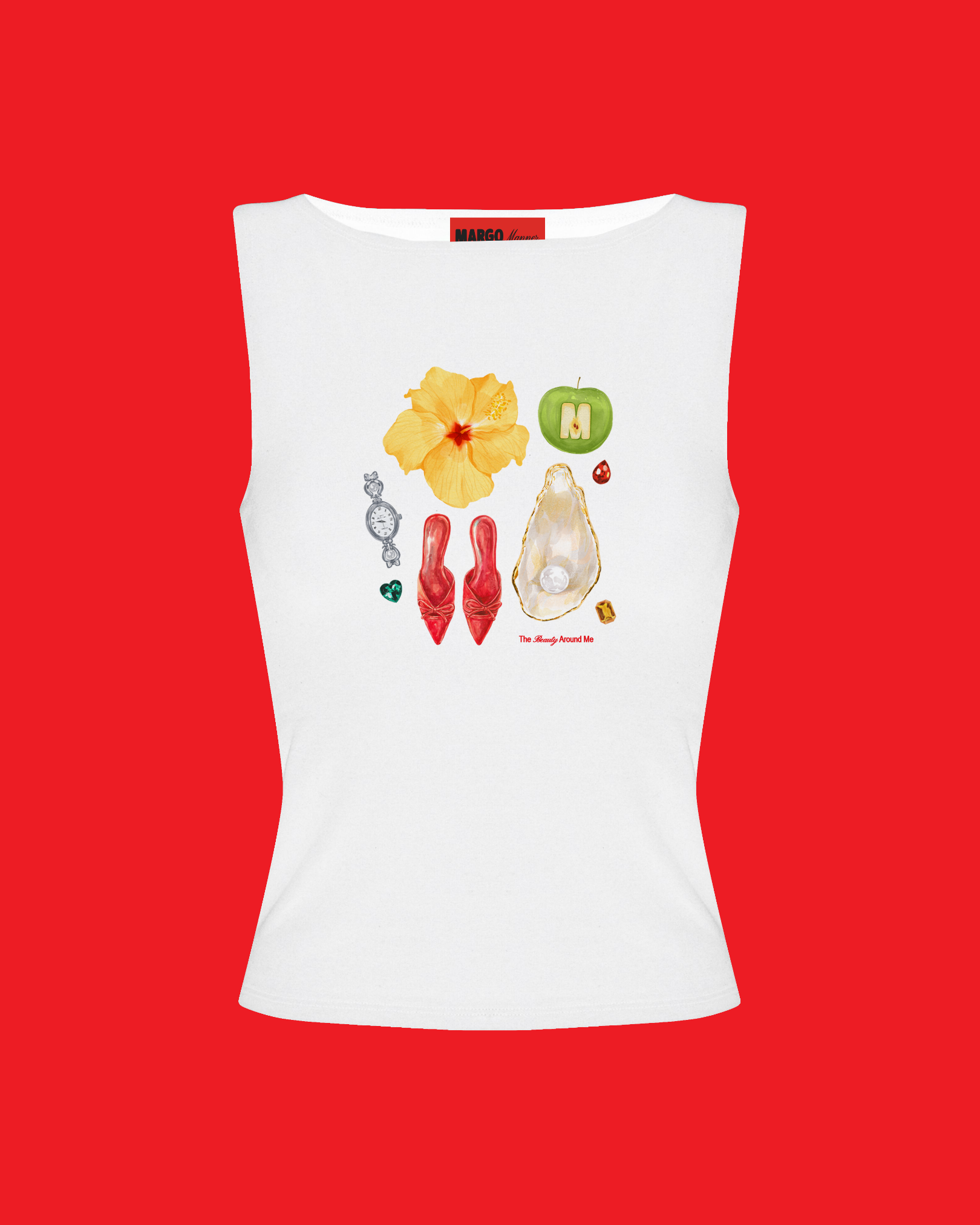 "Beauty Around Me" Boatneck Tank (White)