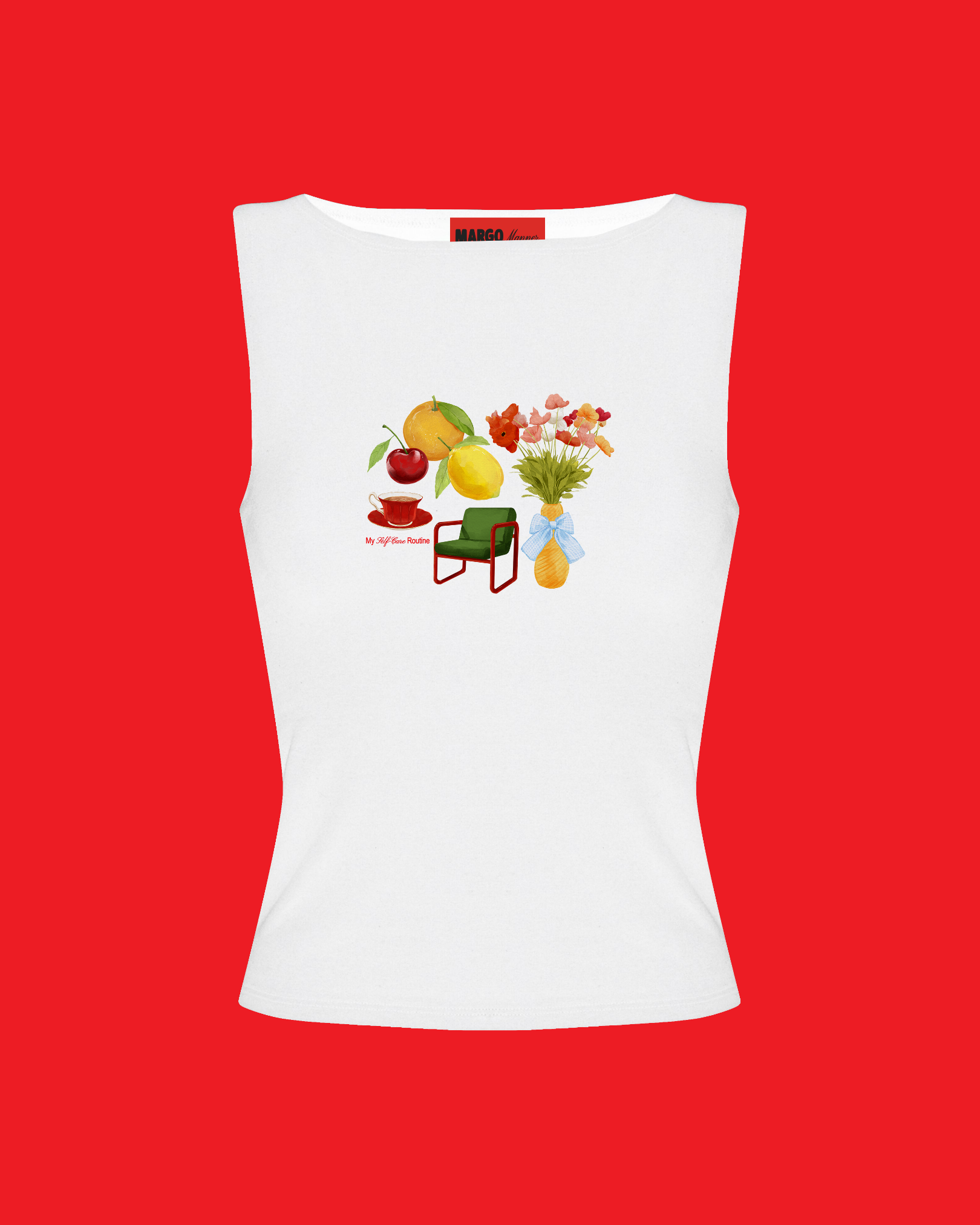 "Self-Care Routine" Boatneck Tank (White)