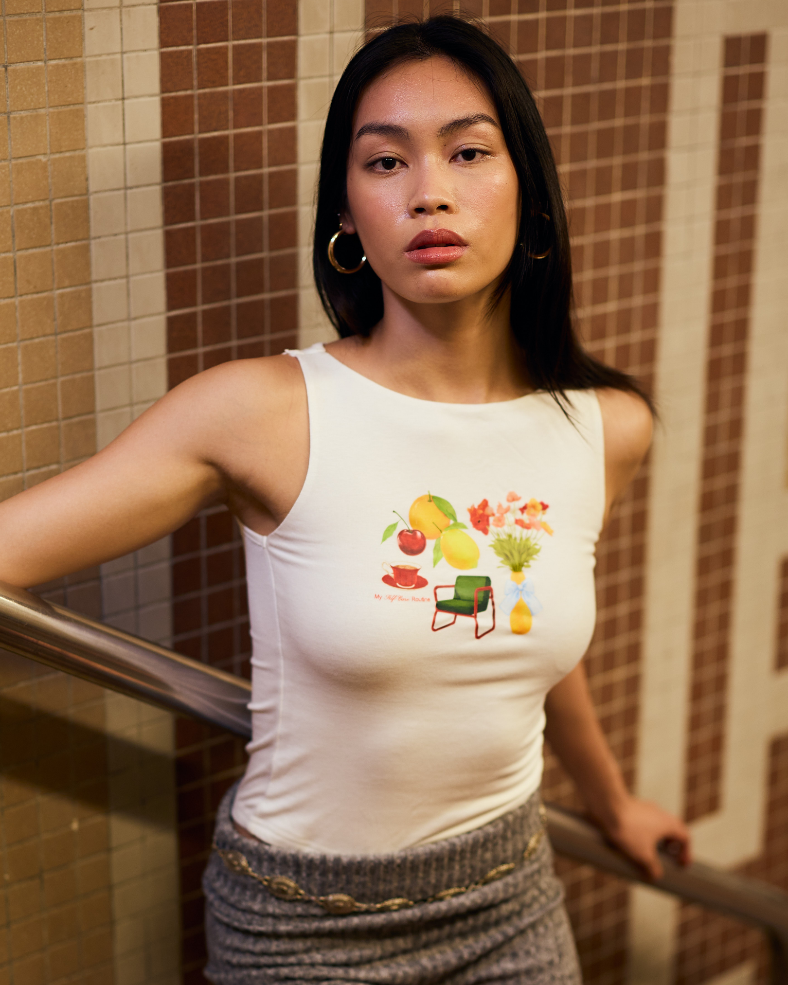 "Self-Care Routine" Boatneck Tank (White)