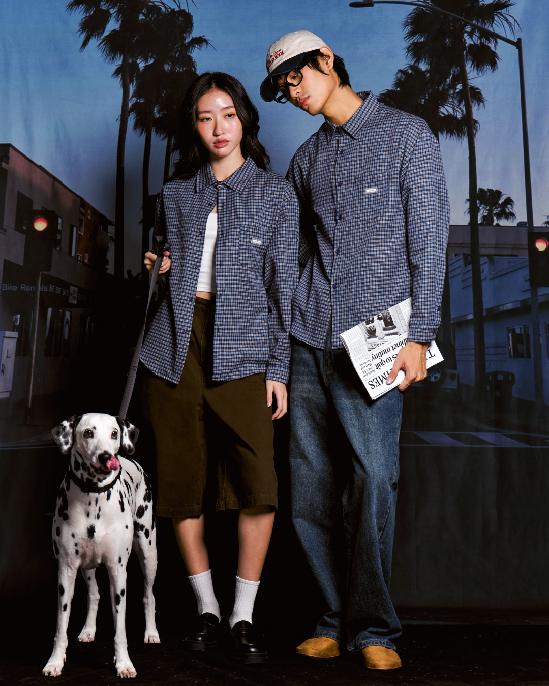 City Oversized Plaid Shirt (Navy)