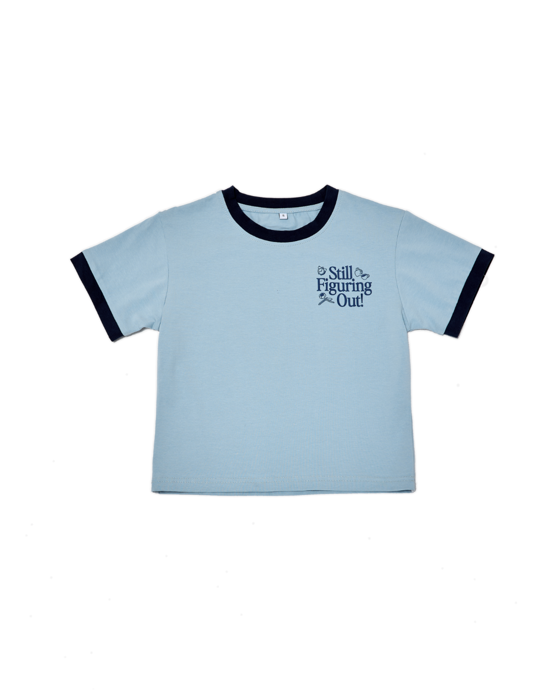 Still Figuring Out Ringer Baby Tee (Baby Blue)