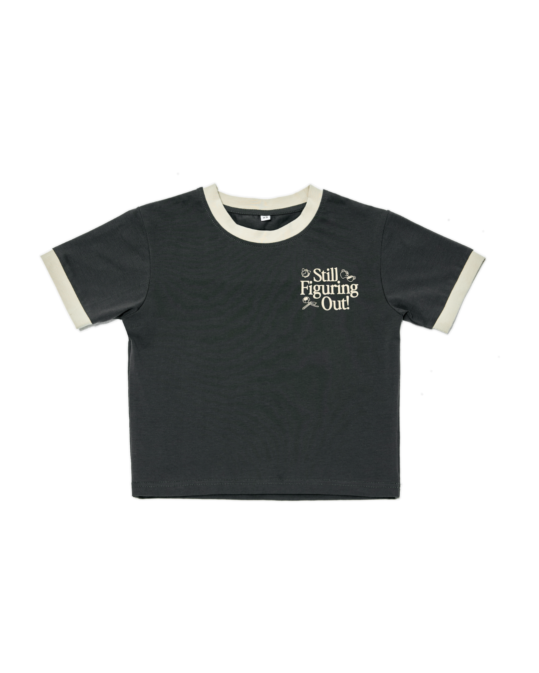 Still Figuring Out Ringer Baby Tee (Charcoal)