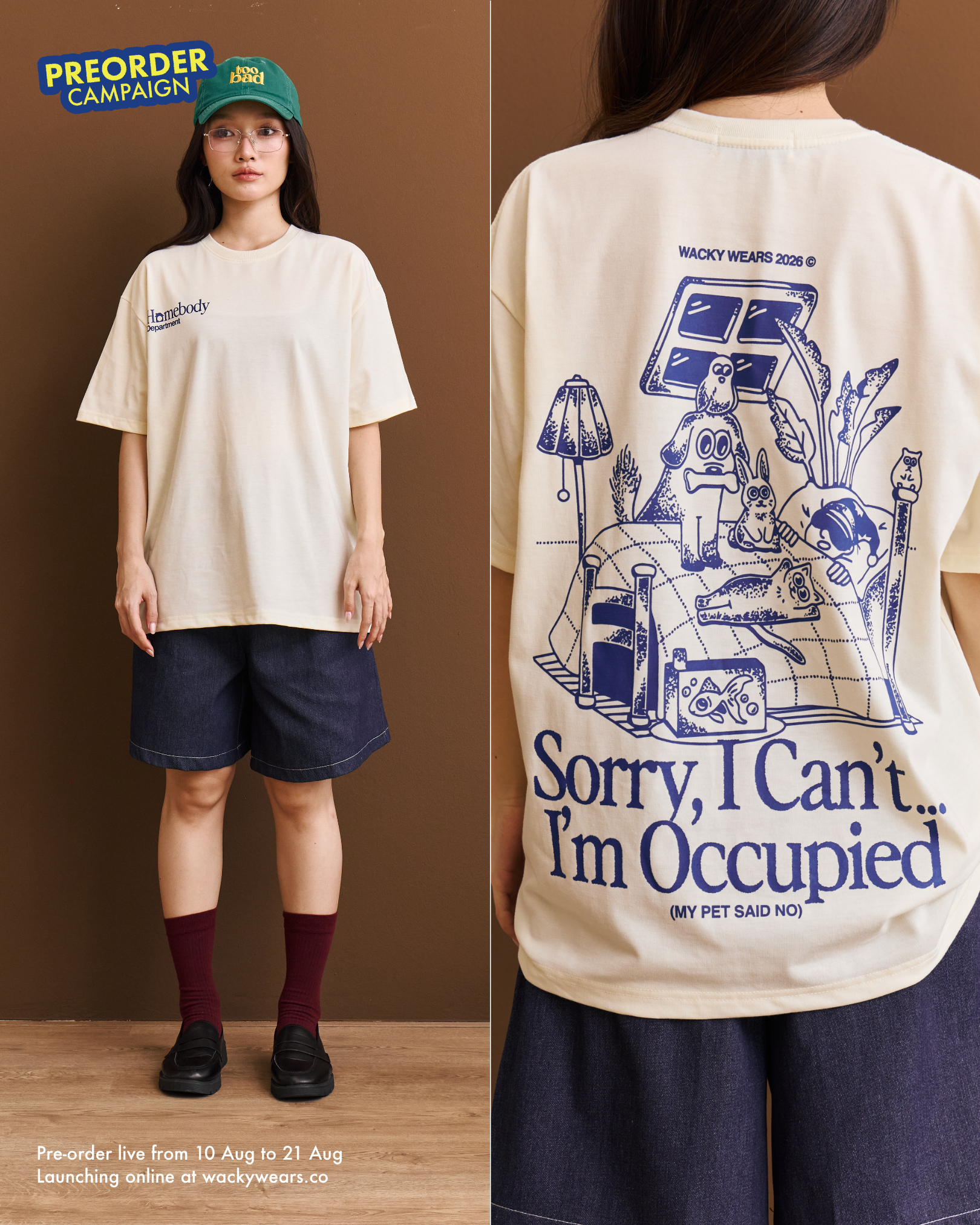 ‘Homebody Dept’ Lightweight Oversized Tee - Butter (Pre-Order)