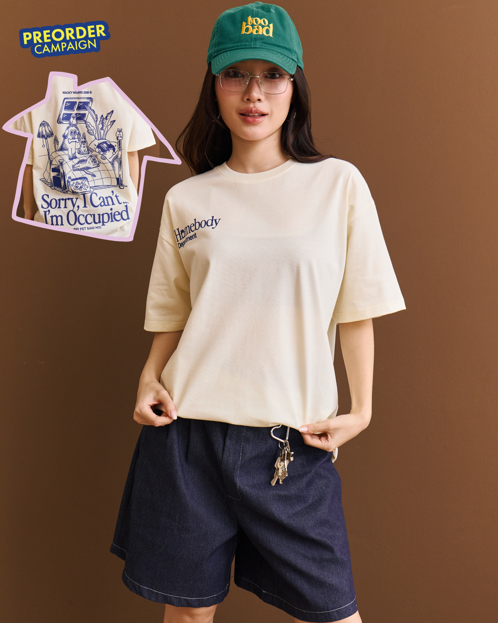 ‘Homebody Dept’ Lightweight Oversized Tee - Butter (Pre-Order)