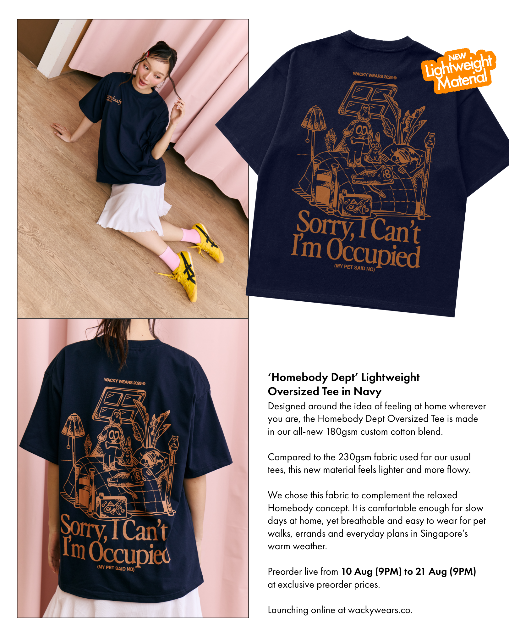 ‘Homebody Dept’ Lightweight Oversized Tee - Navy (Pre-Order)