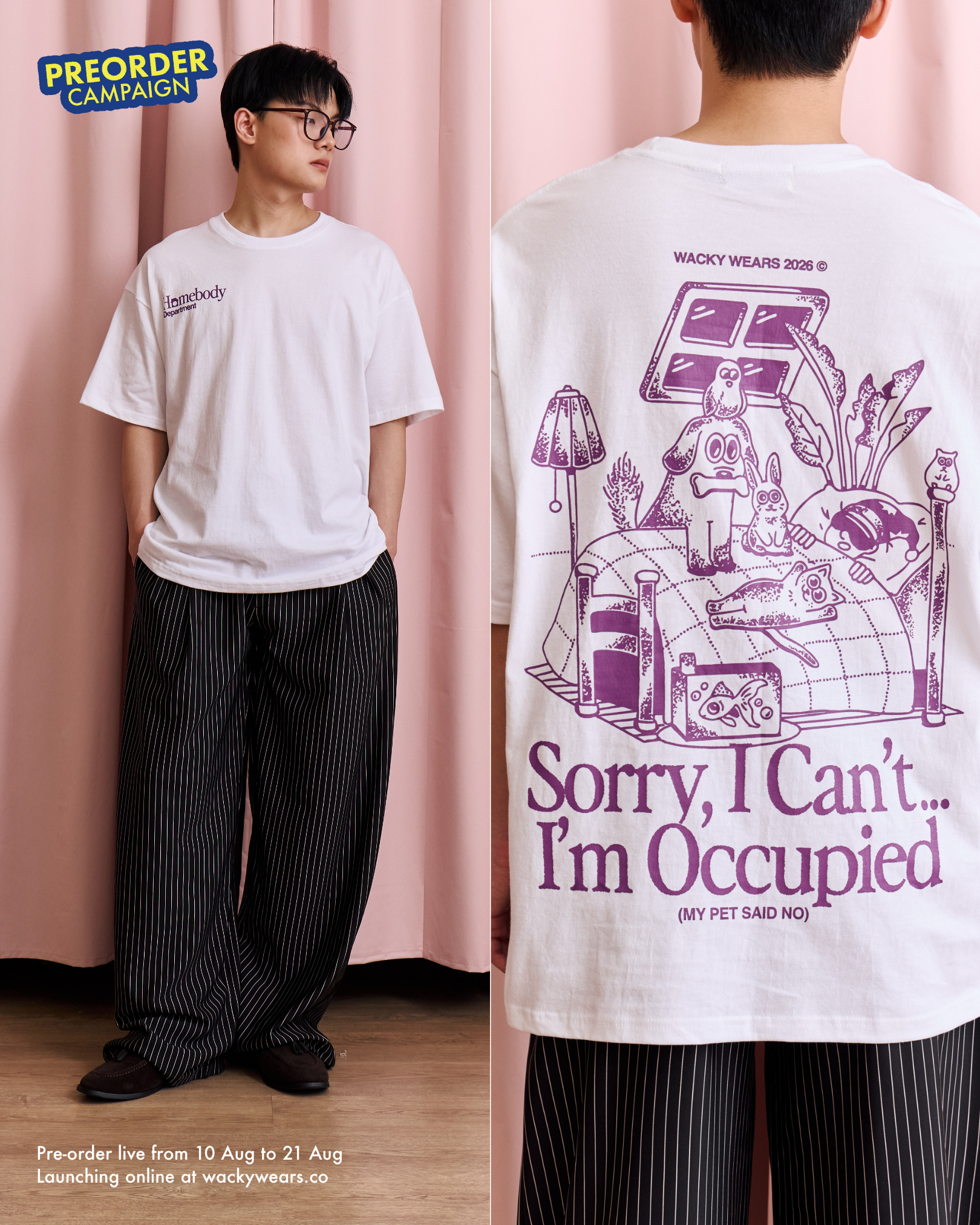 ‘Homebody Dept’ Lightweight Oversized Tee - White (Pre-Order)