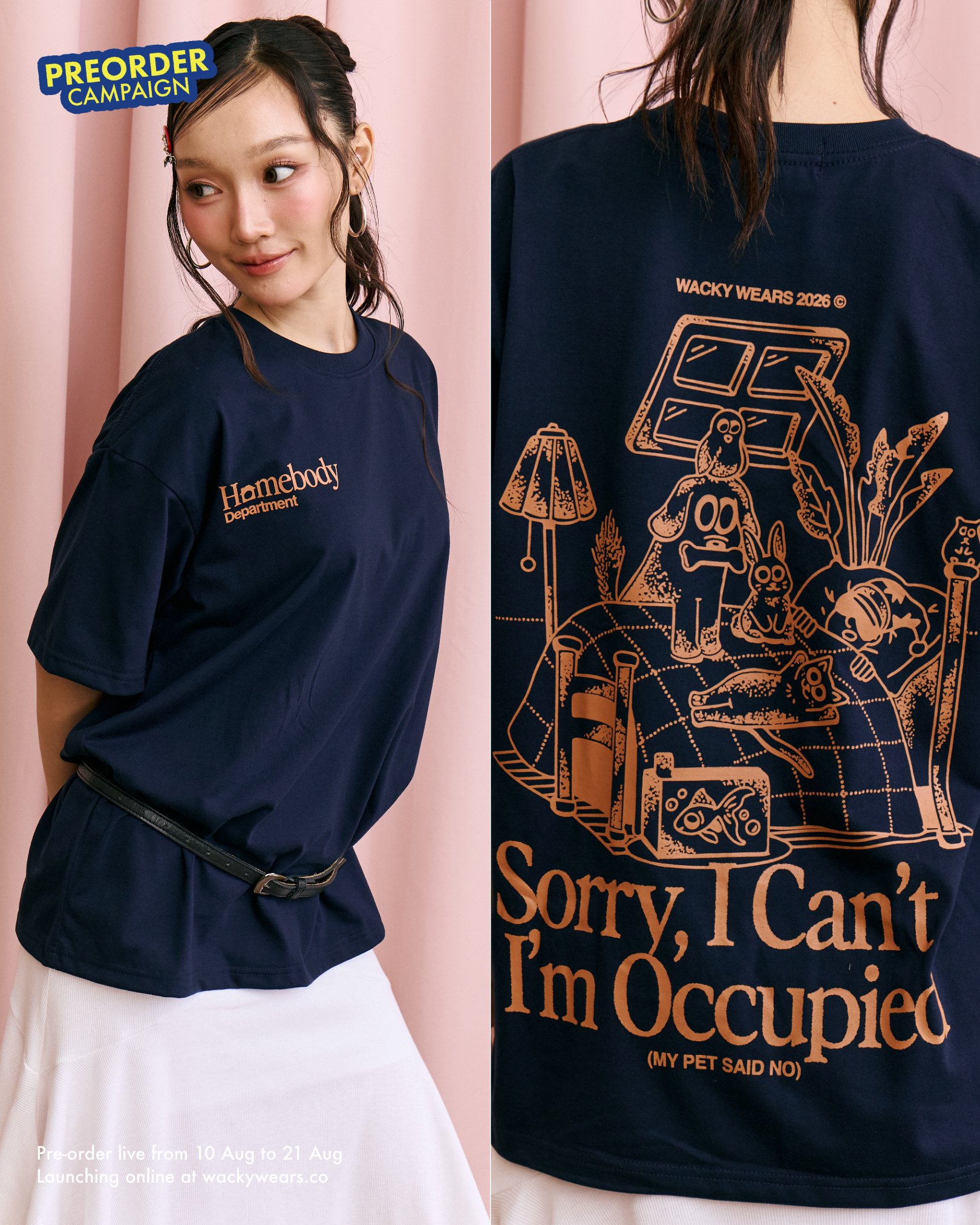 ‘Homebody Dept’ Lightweight Oversized Tee - Navy (Pre-Order)