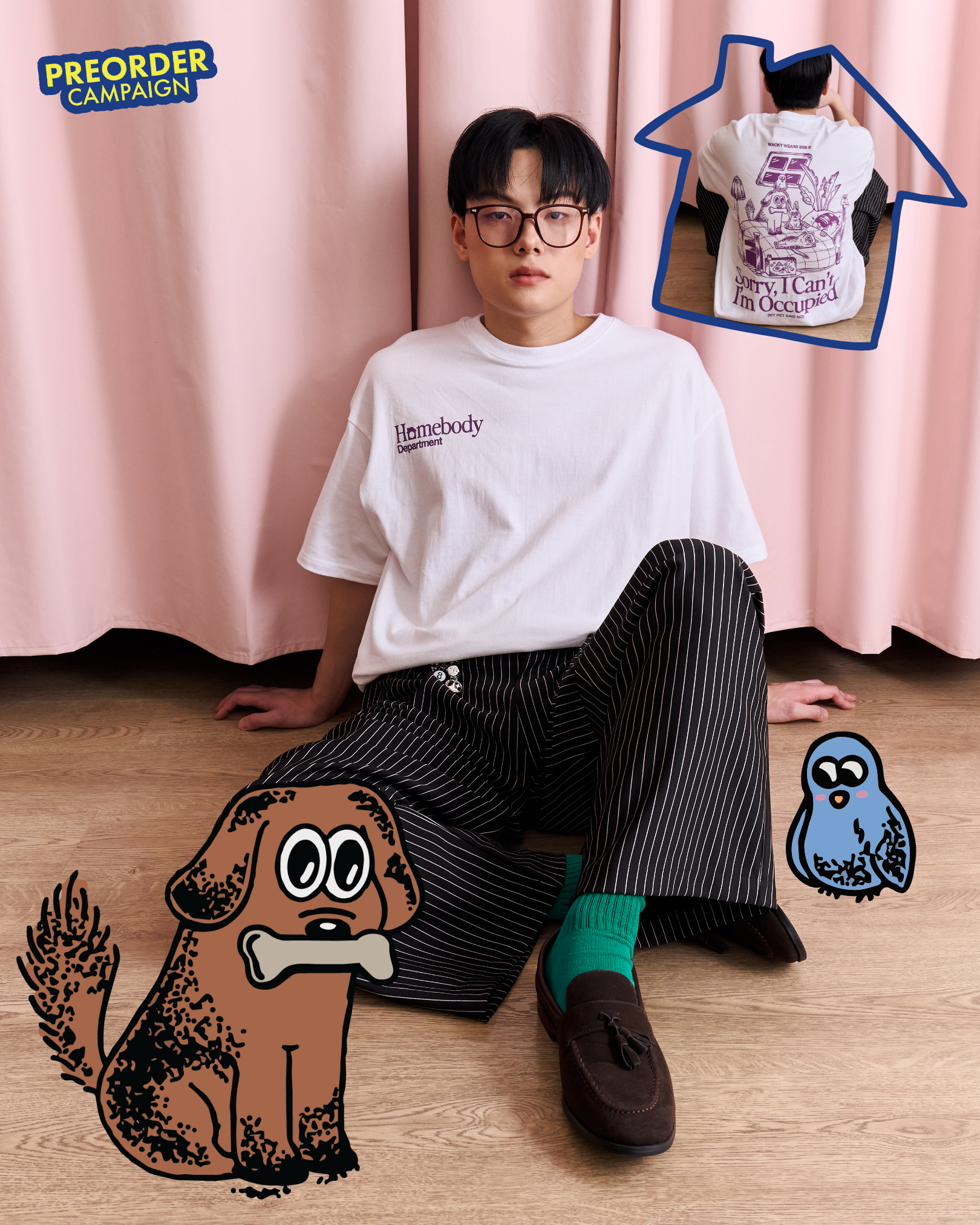 ‘Homebody Dept’ Lightweight Oversized Tee - White (Pre-Order)