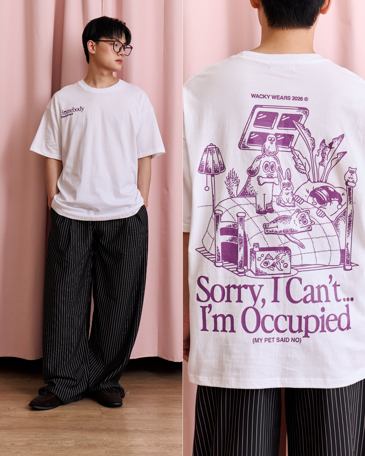 ‘Homebody Dept’ Lightweight Oversized Tee - White