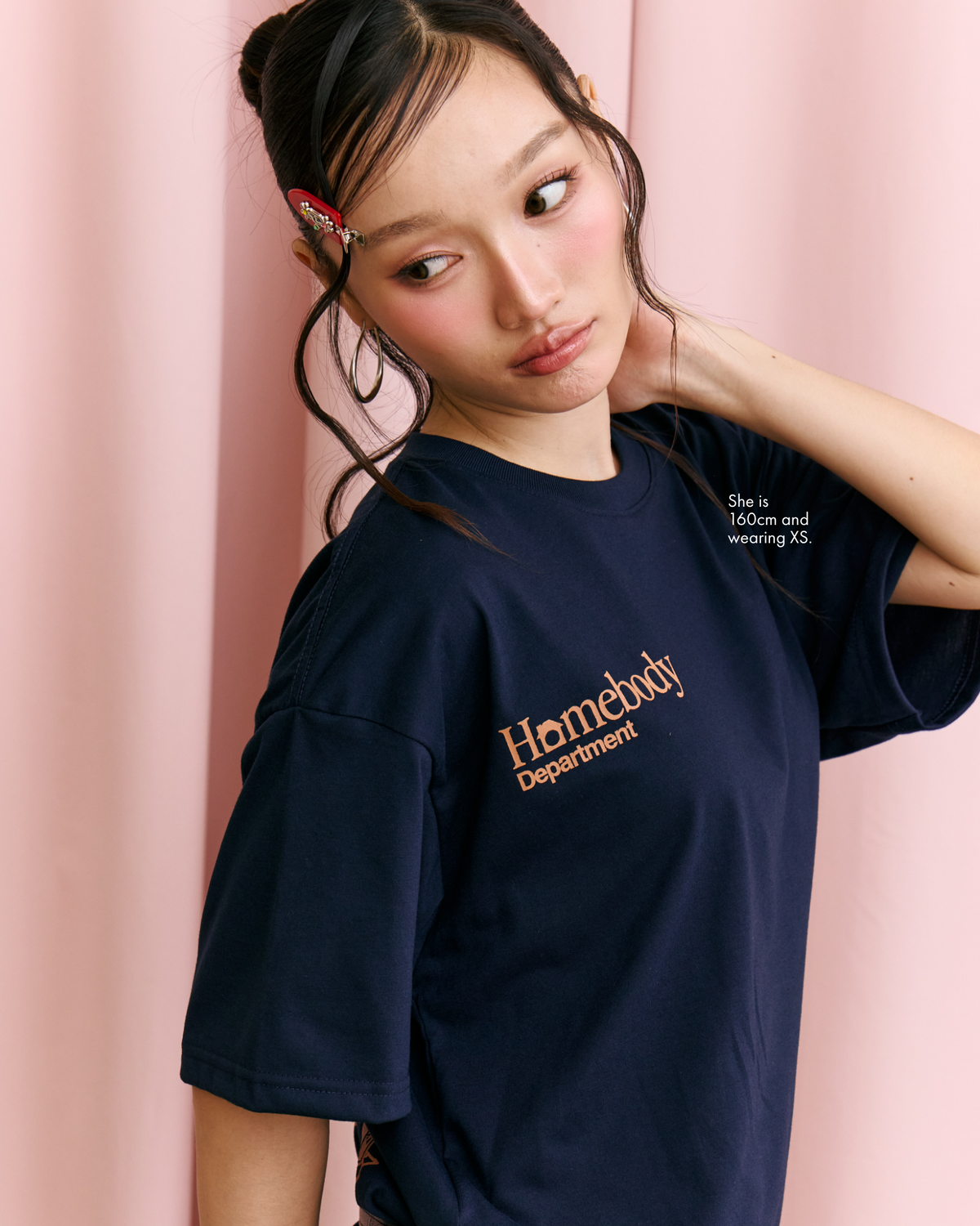 ‘Homebody Dept’ Lightweight Oversized Tee - Navy