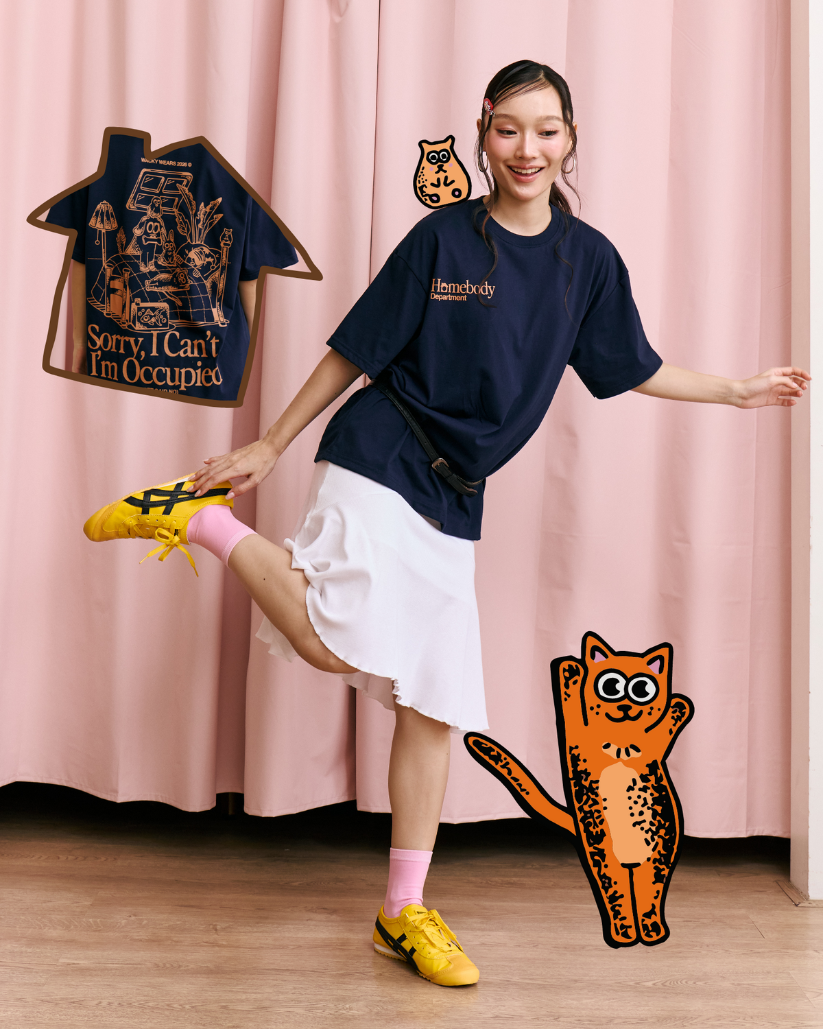 ‘Homebody Dept’ Lightweight Oversized Tee - Navy
