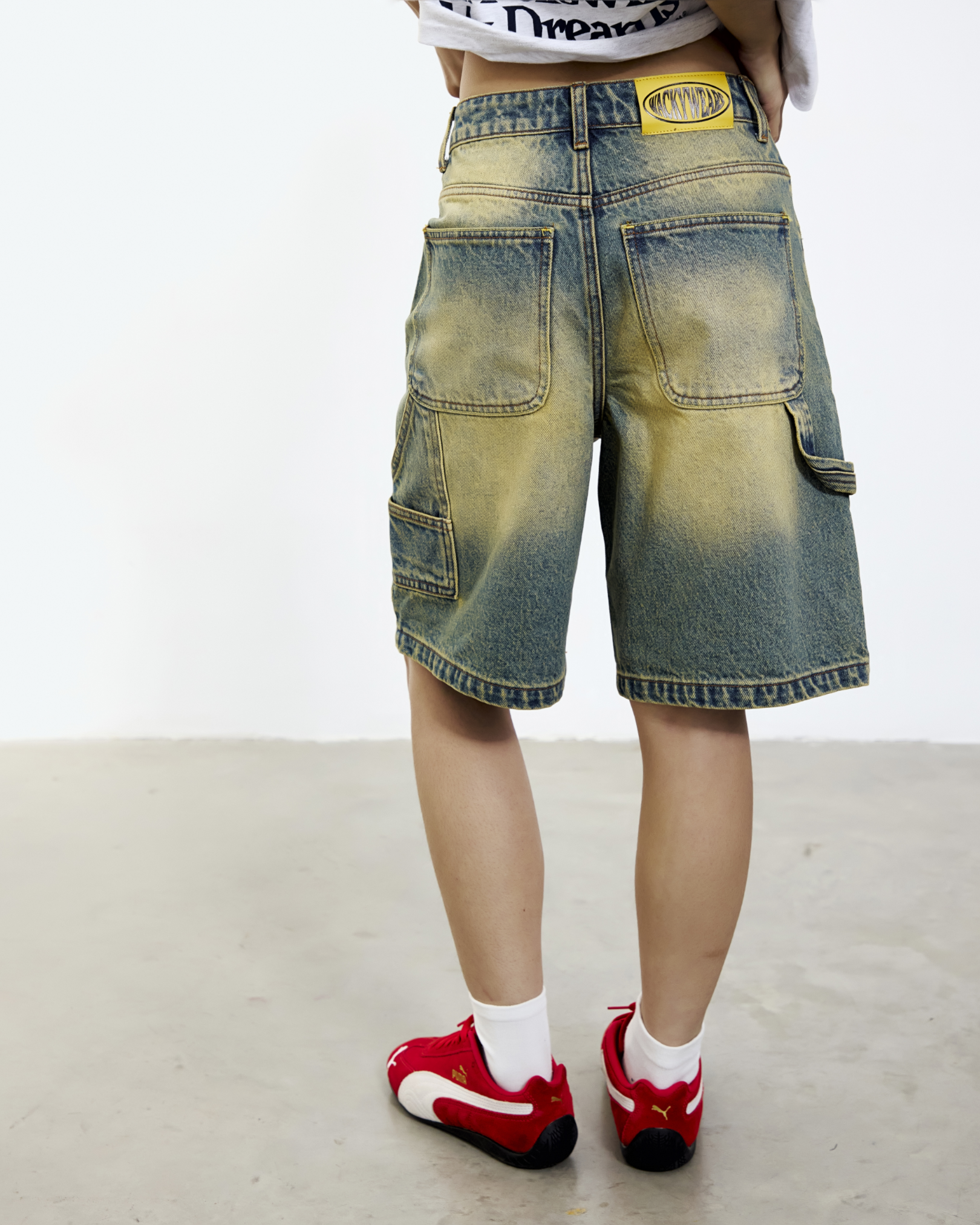 Cargo Baggy Denim Jorts - Vintage Wash