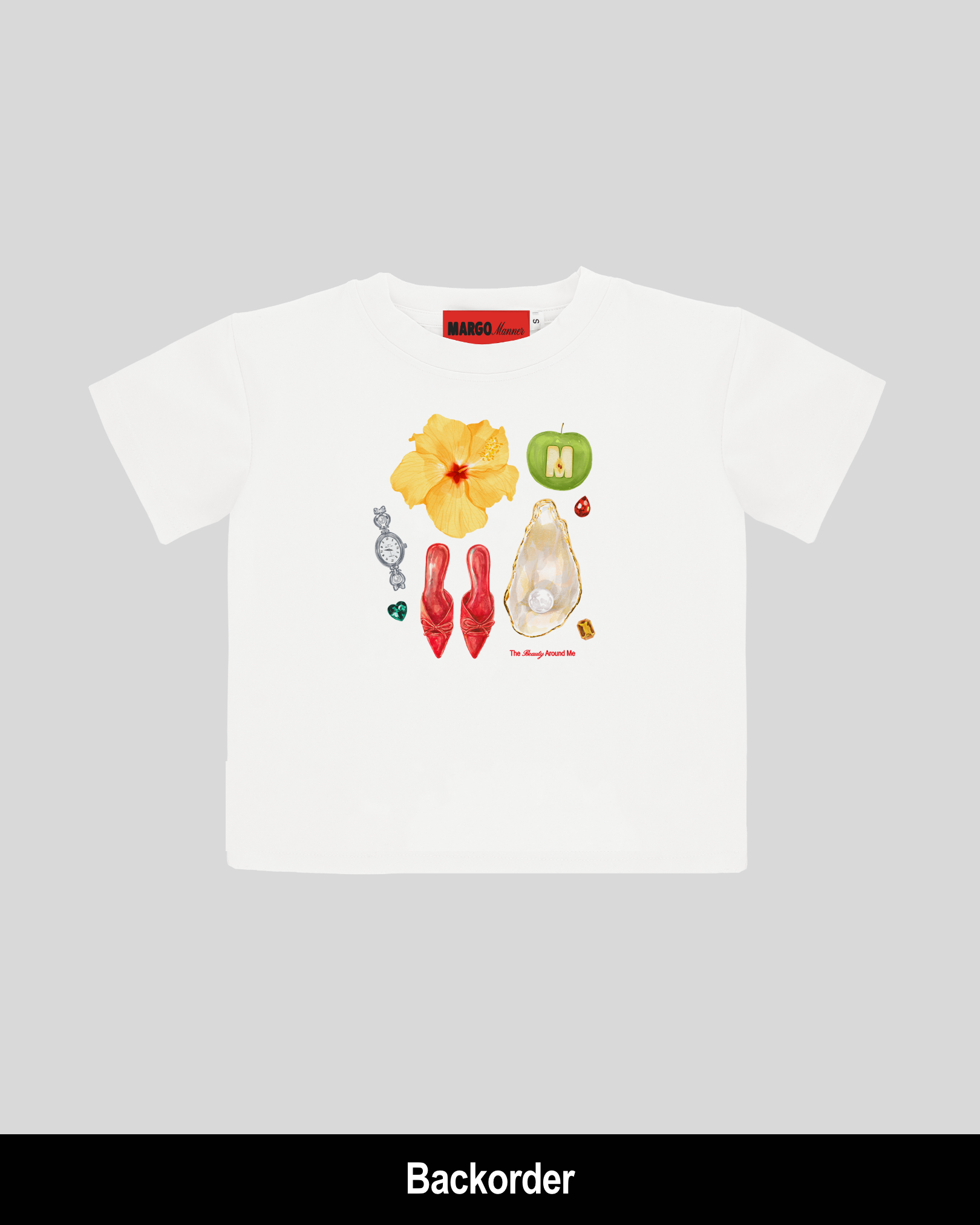 [BO] "Beauty Around Me" Baby Tee (White)